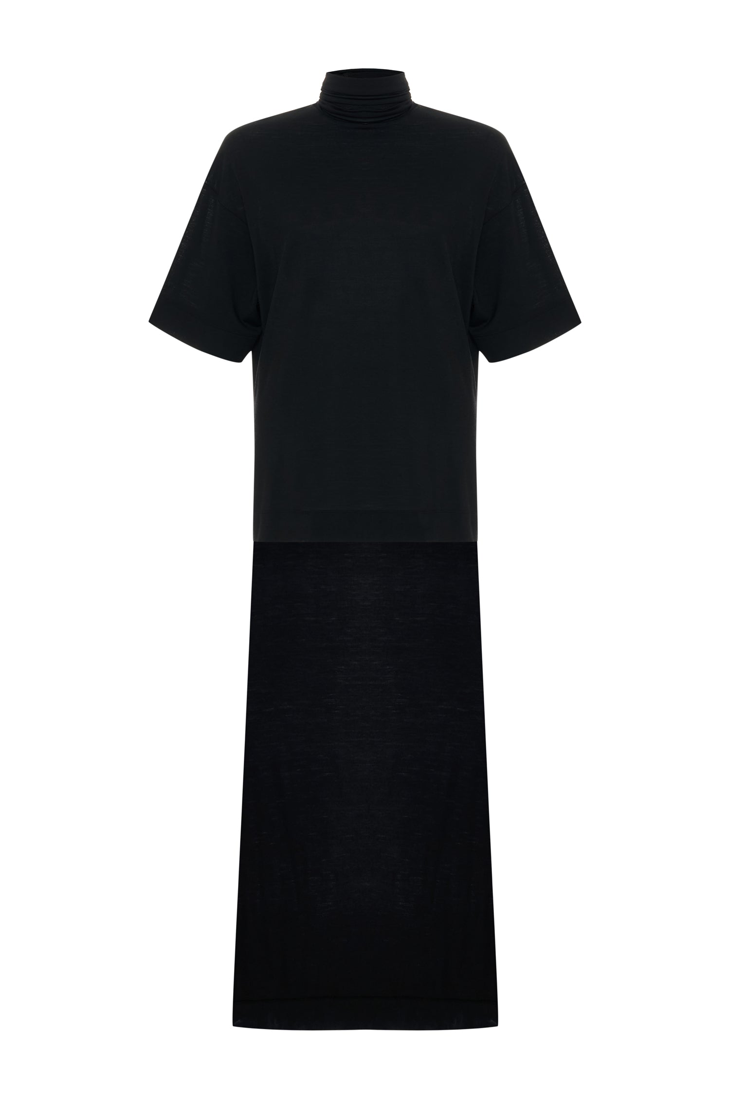 Wool-blend Turtleneck with Tail in Black