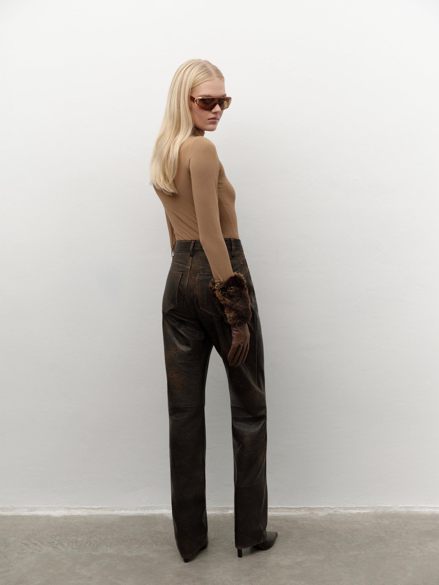 Aged Brown Lambskin Pants