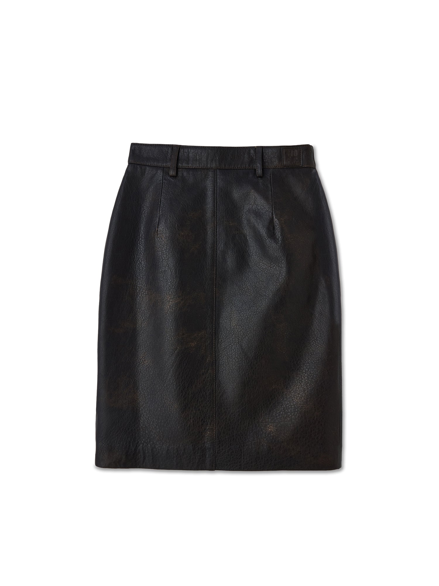 Aged Brown Lambskin Midi Skirt