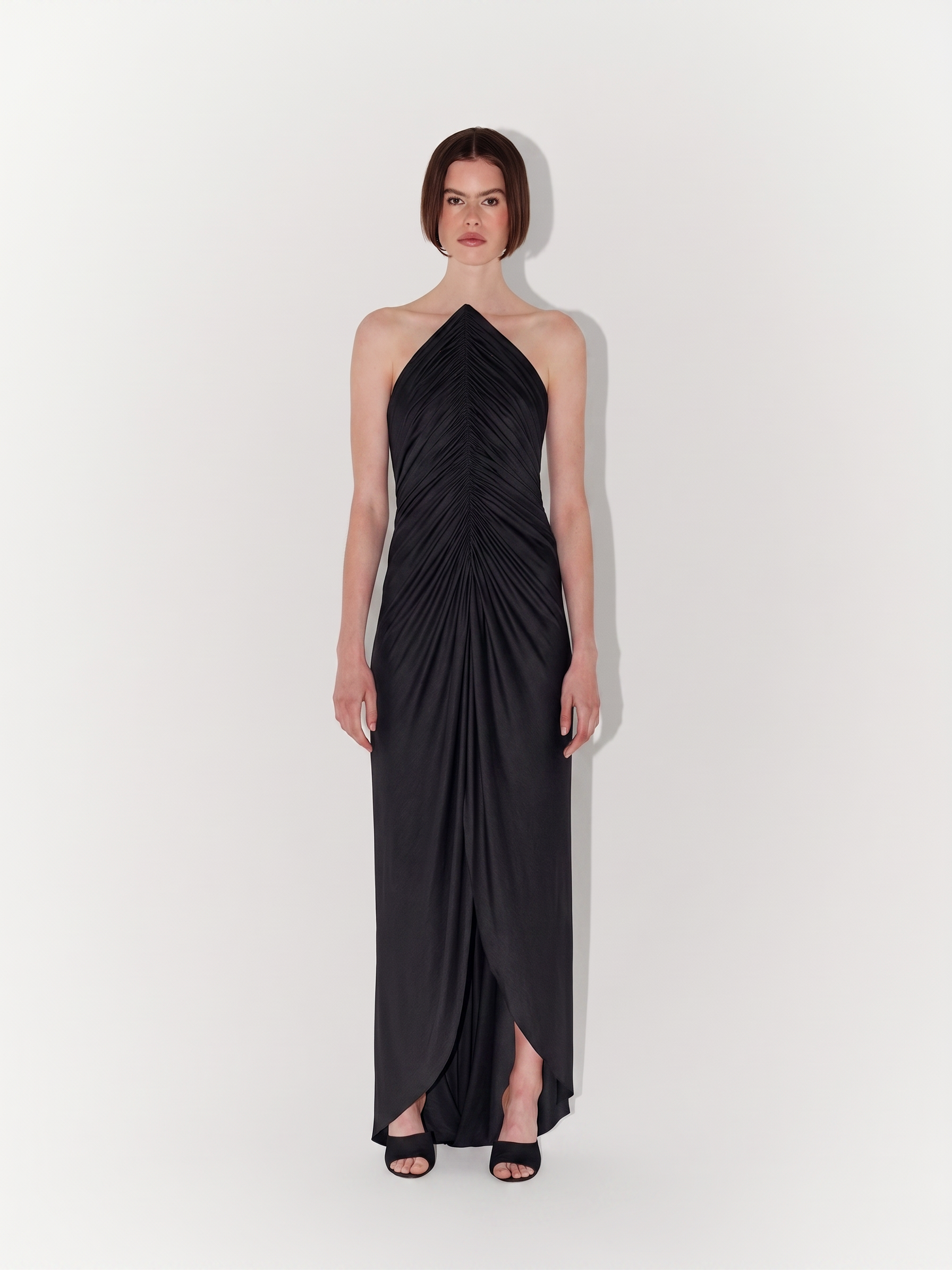 Draped Jersey Evening Dress In Black