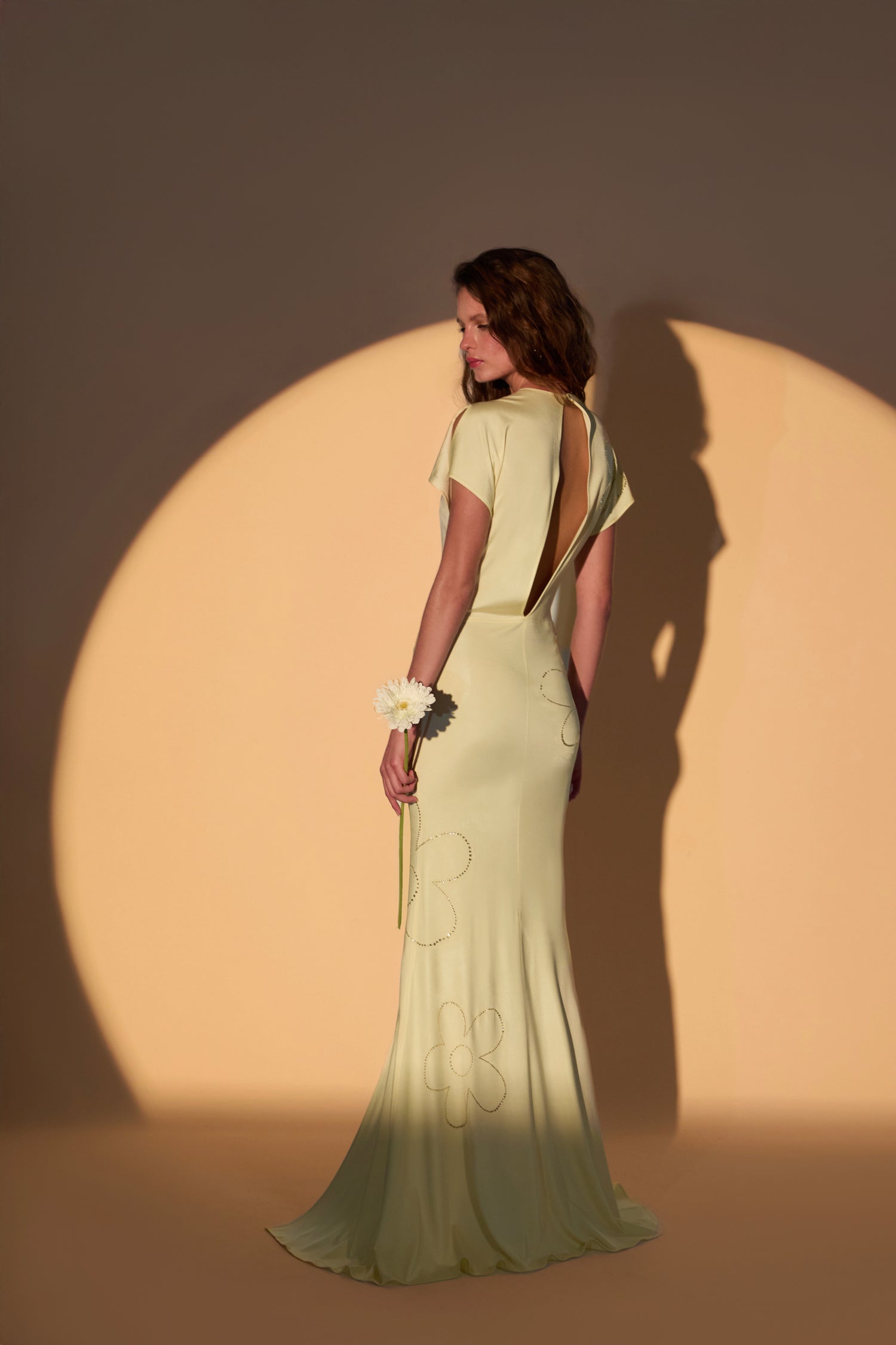 'Dalia' Crystal printed V neck maxi dress