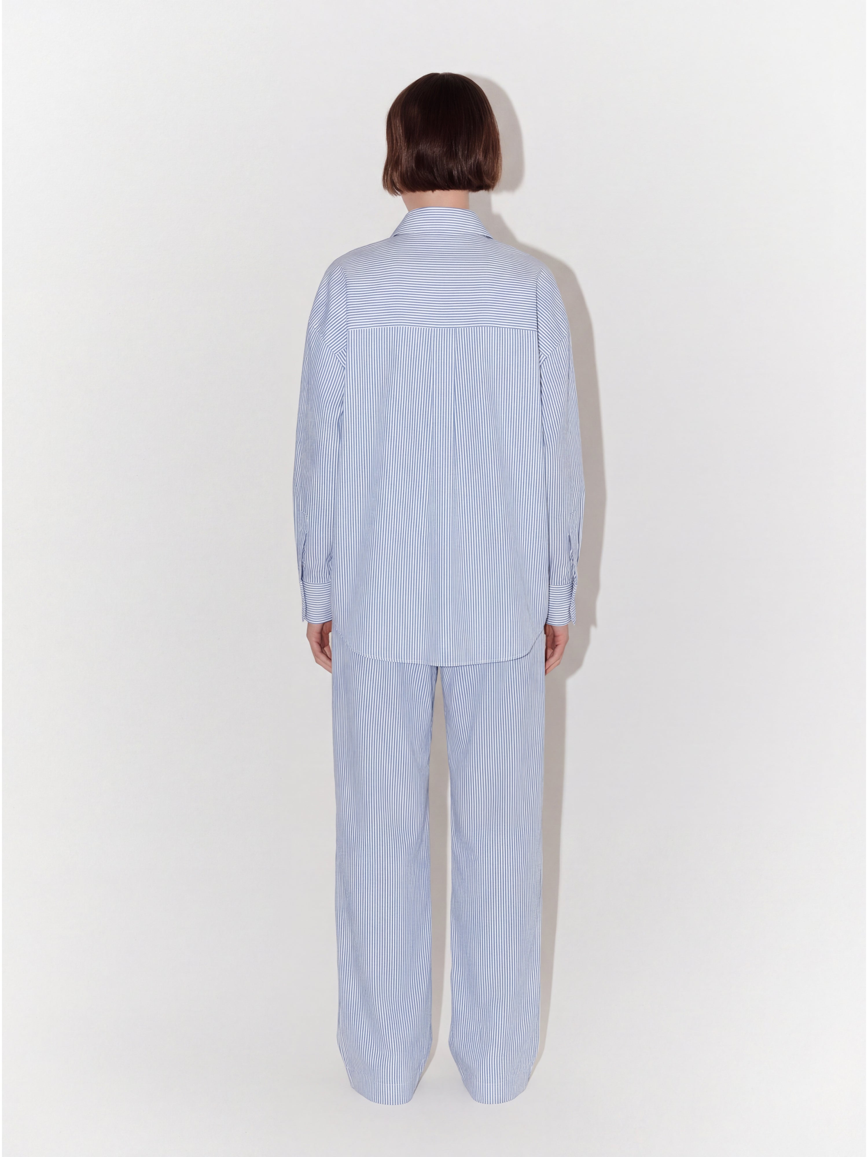 Relaxed Fit Striped Two Piece Set in Blue and White