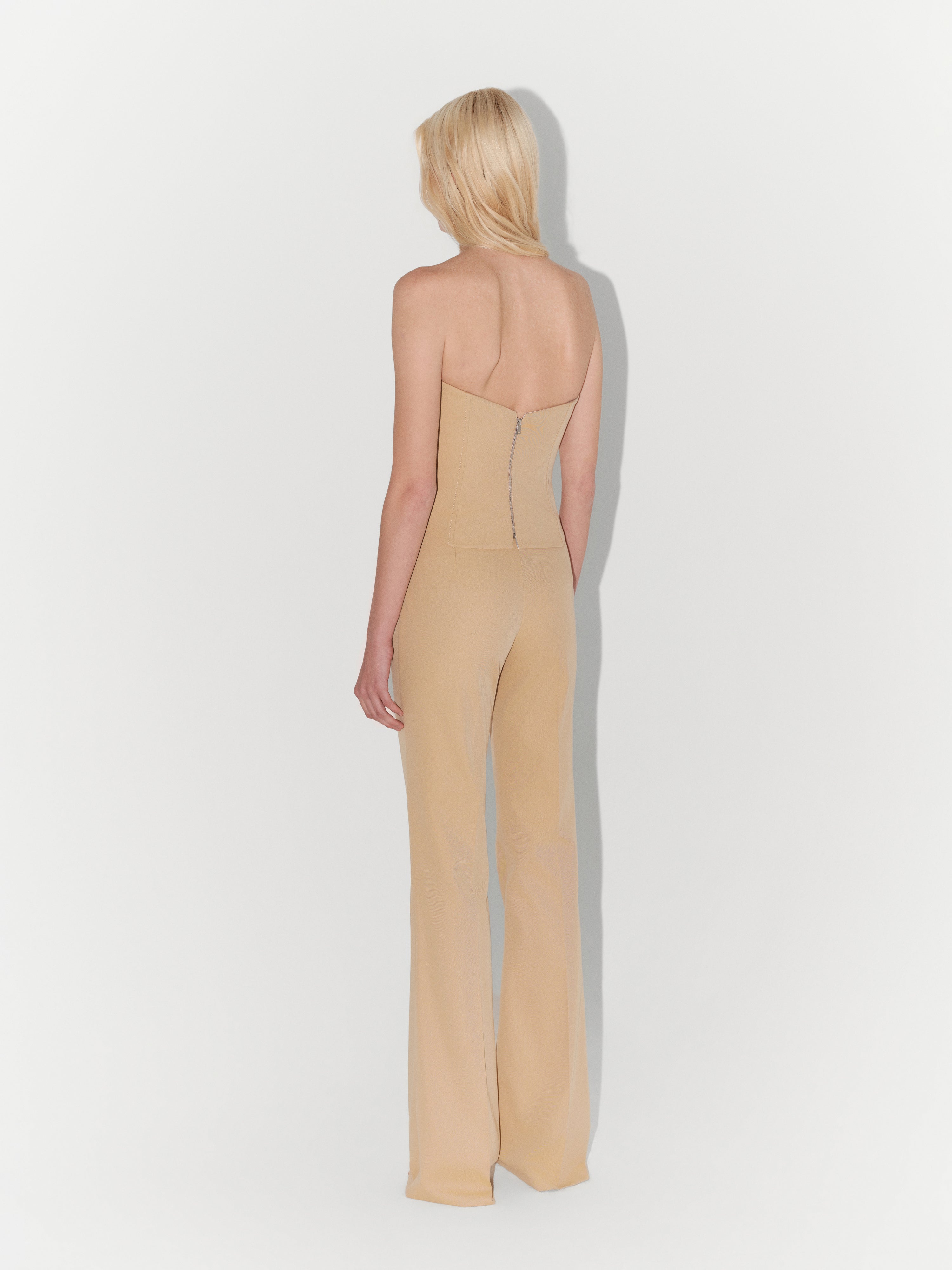 Structured Gabardine Bustier in Beige