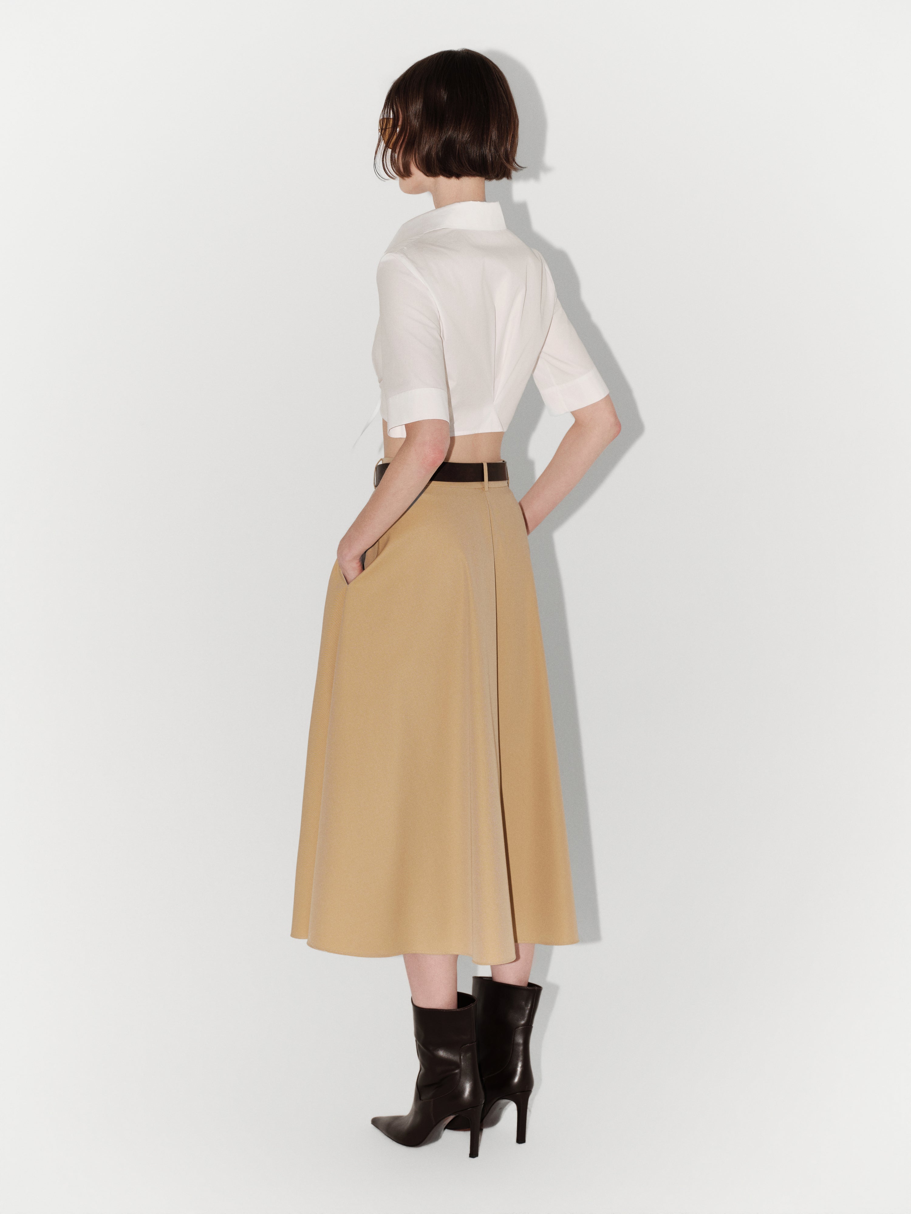 Cropped Poplin Shirt In White