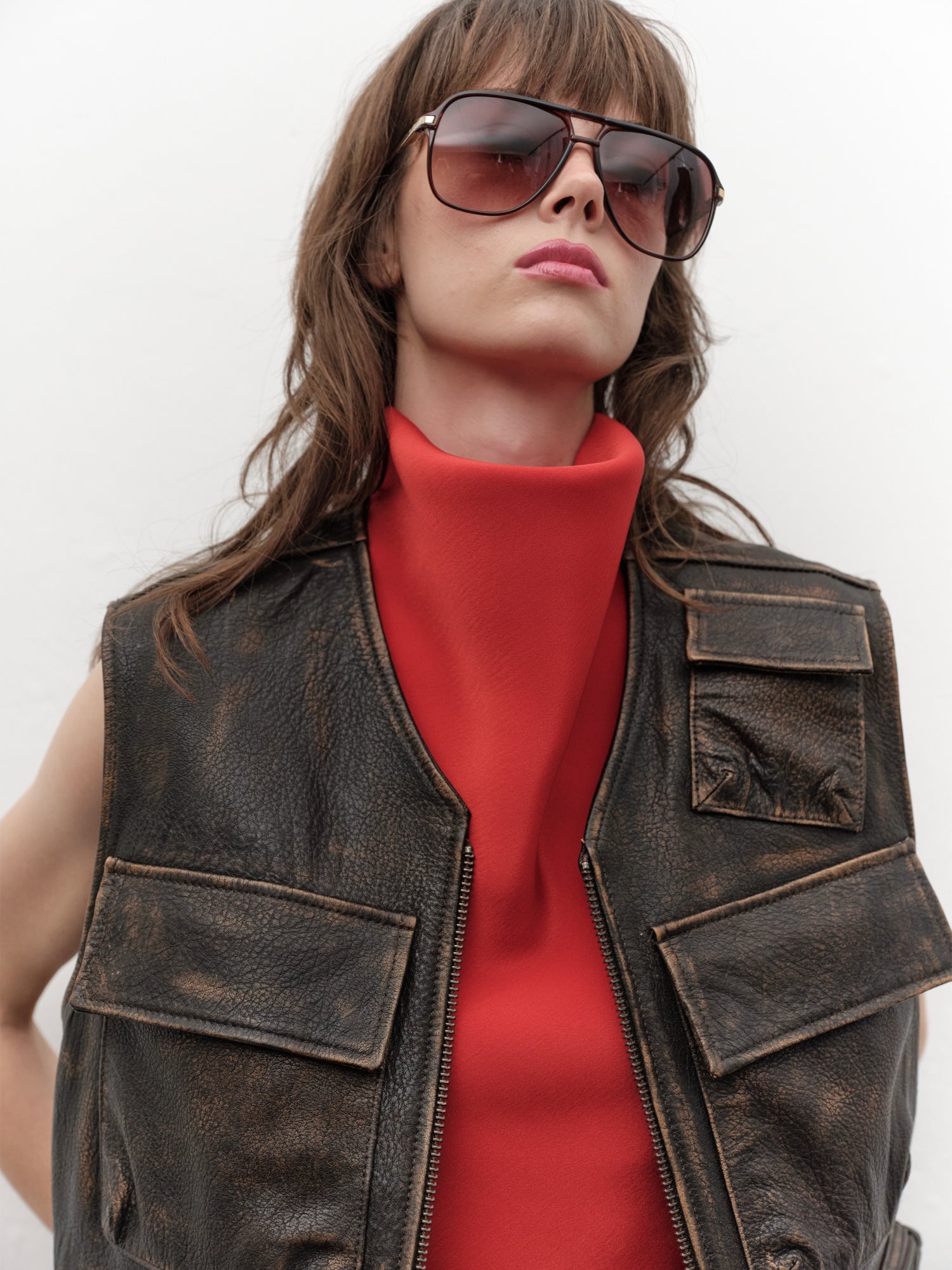 Open-back Halter-neck Top in Red