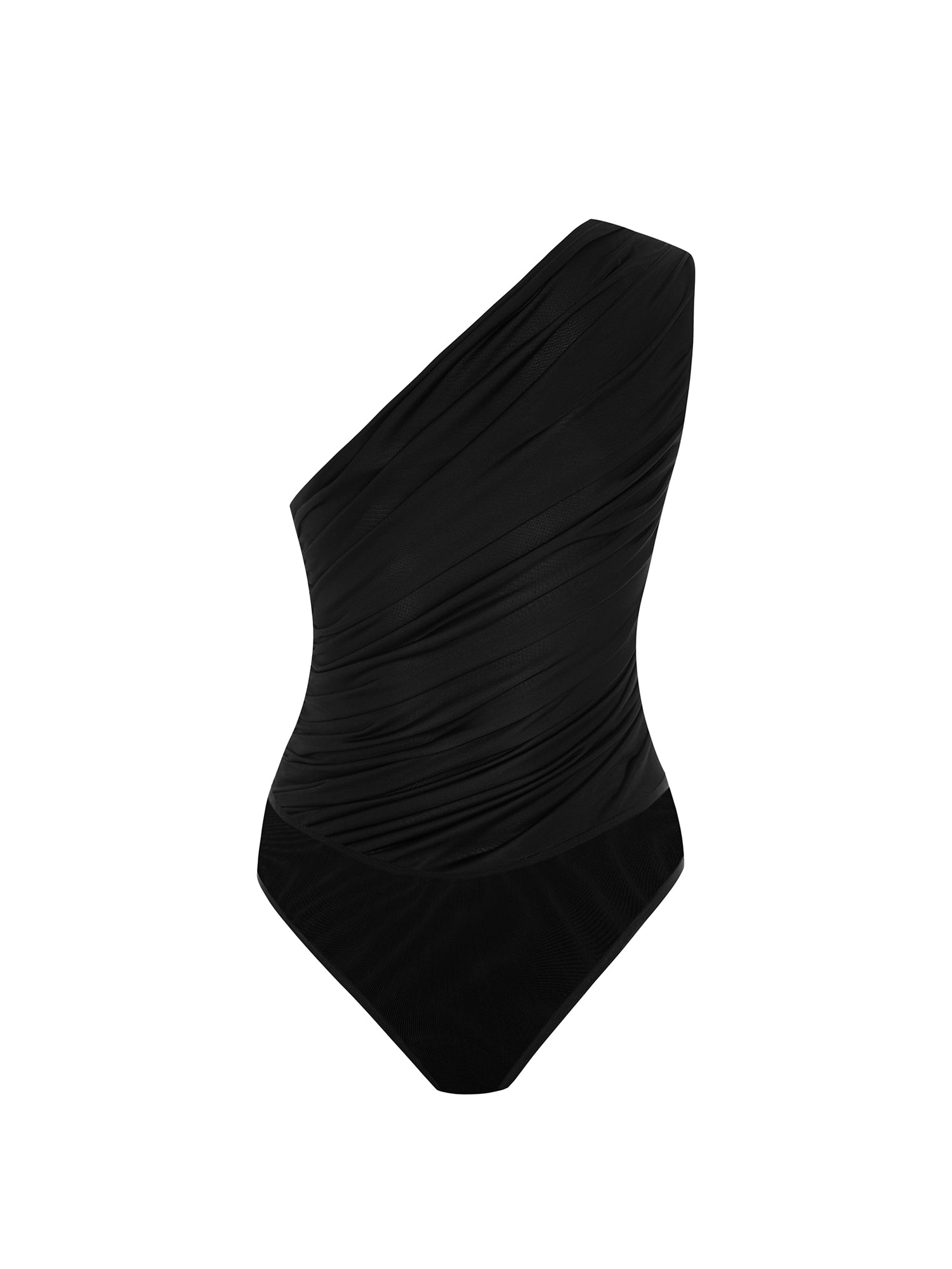 One Shoulder Draped Body in Black
