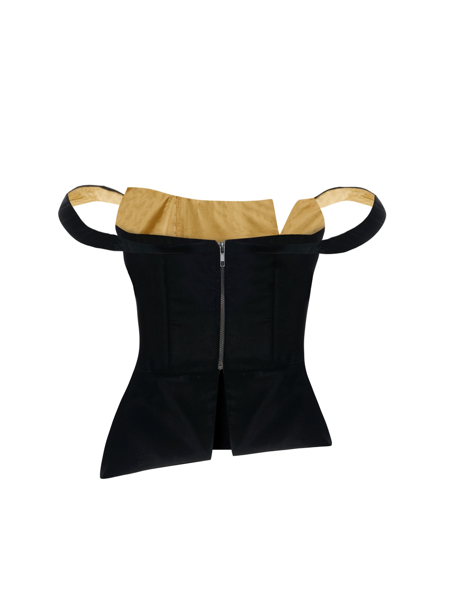 Sculptural Sleeves Velvet Corset in Black