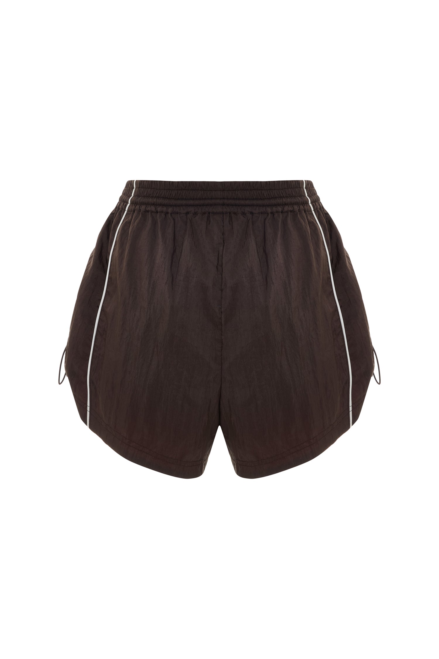 Unisex Retro-inspired Nylon Track Shorts in Navy-Brown