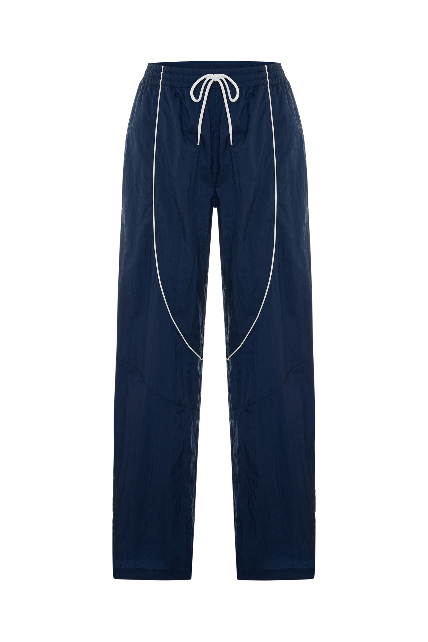 Unisex Retro-inspired Nylon Track Pants in Navy