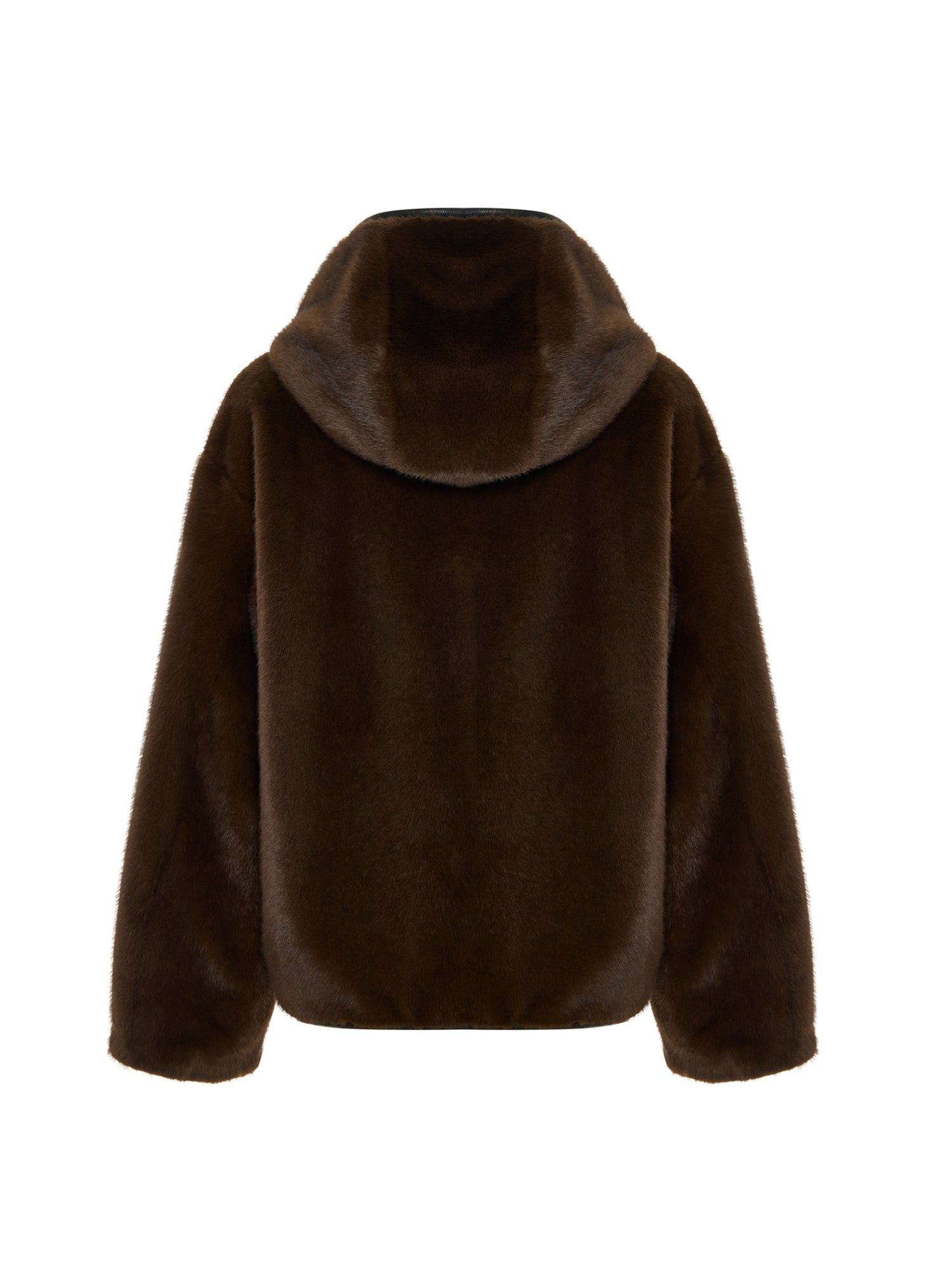 Reversible Hooded Leather and Faux Fur Jacket