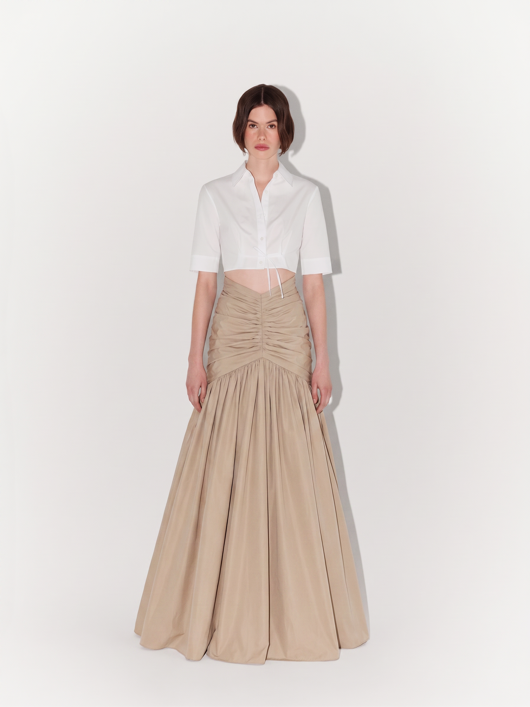 Taffeta Mermaid Skirt In Navy Beige