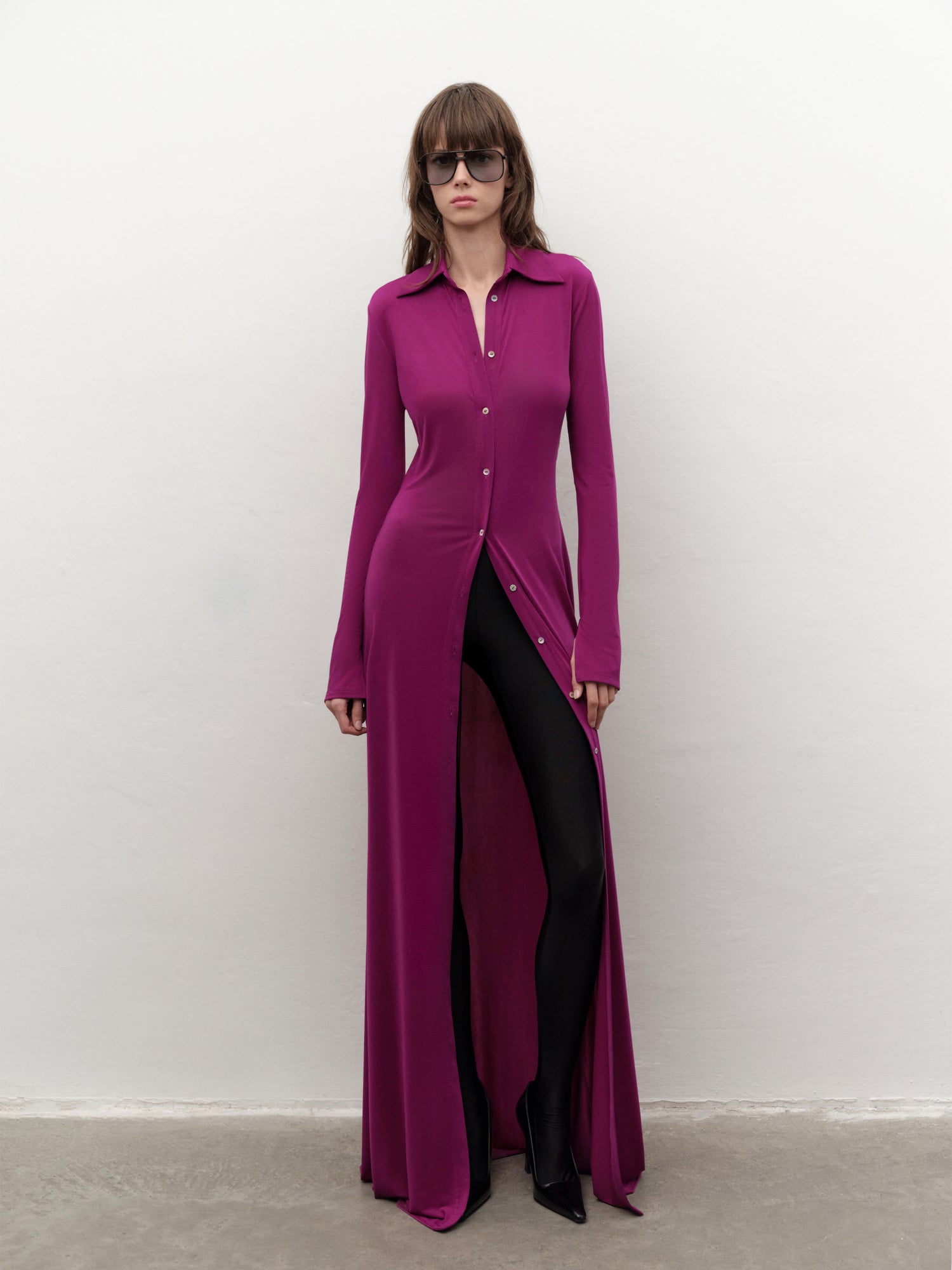 Maxi Shirt Dress in Cyclamen