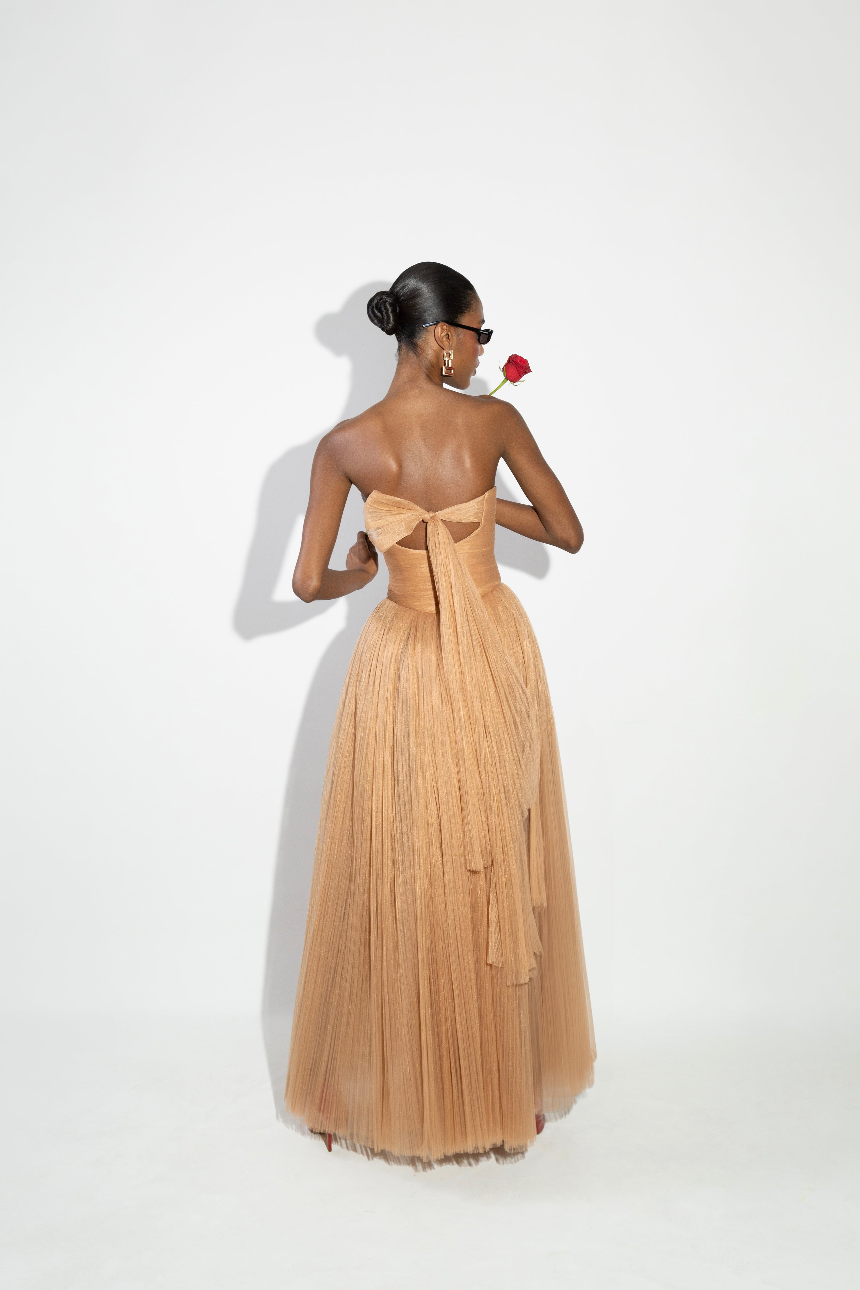 'Darla' Strapless plissé tulle dress