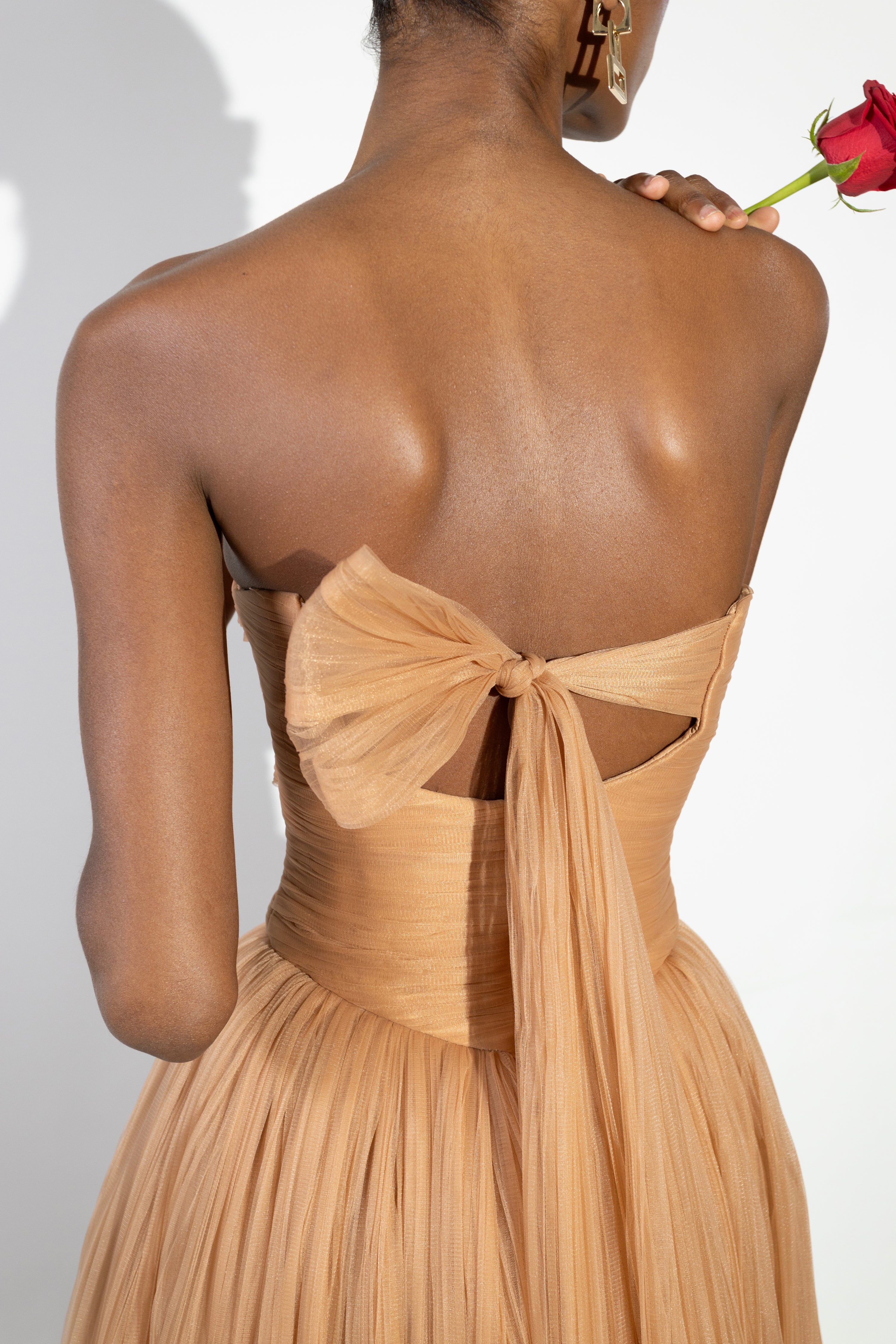 'Darla' Strapless plissé tulle dress