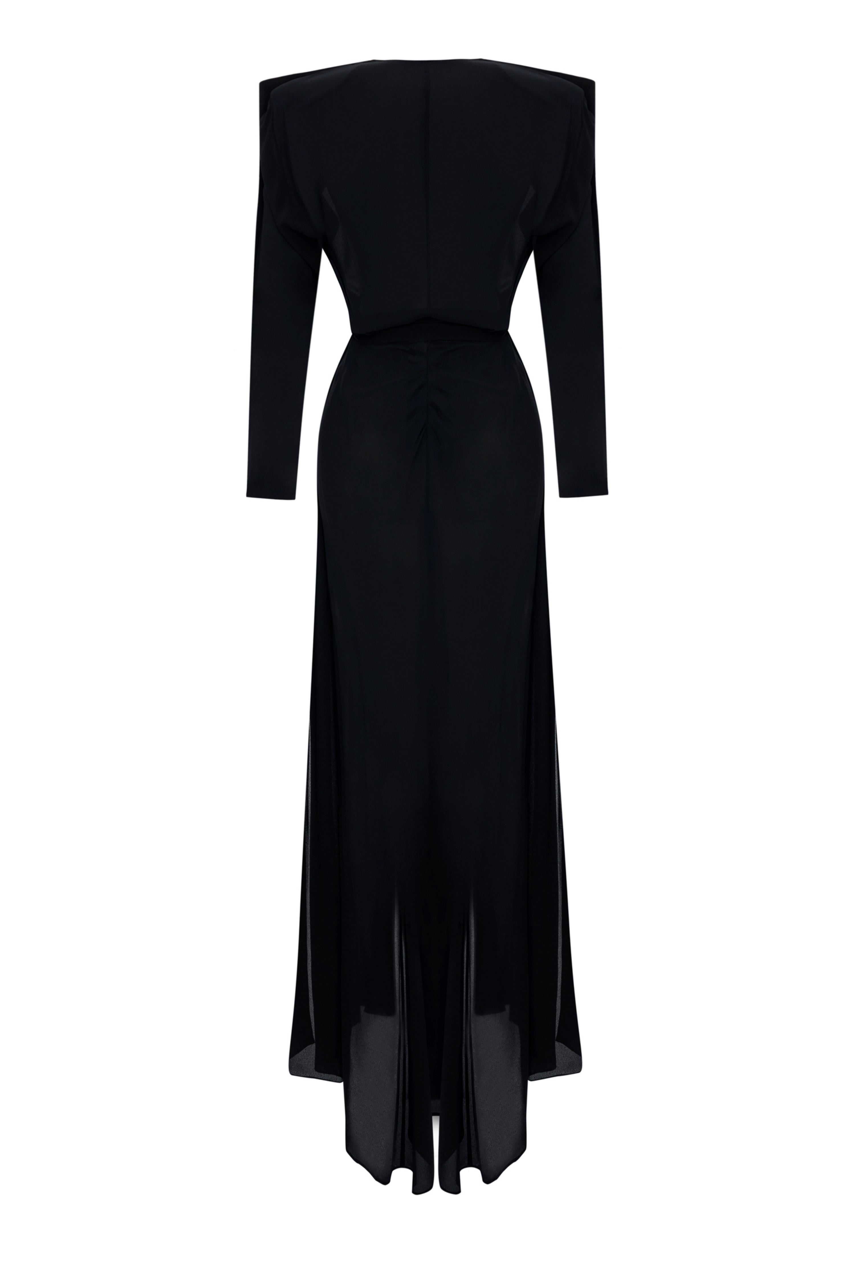 'Dina' Buckled detailed chiffon crep maxi dress