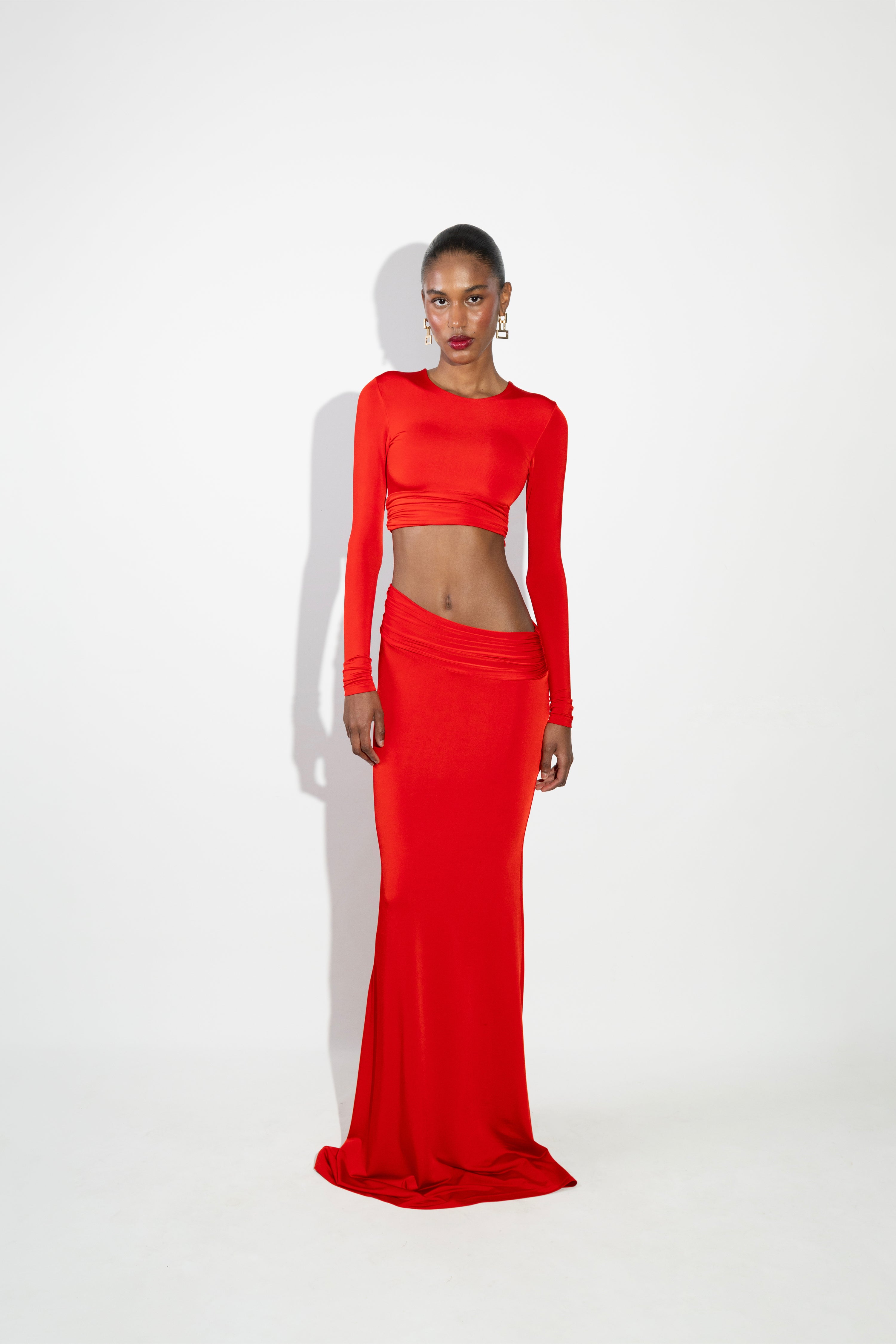 'Dixie' Draped detailed jersey top and skirt