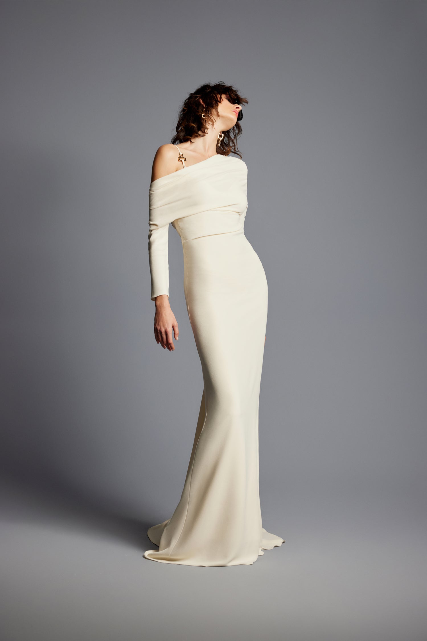 'Elma' Drop Shoulder Light Crepe Maxi Dress