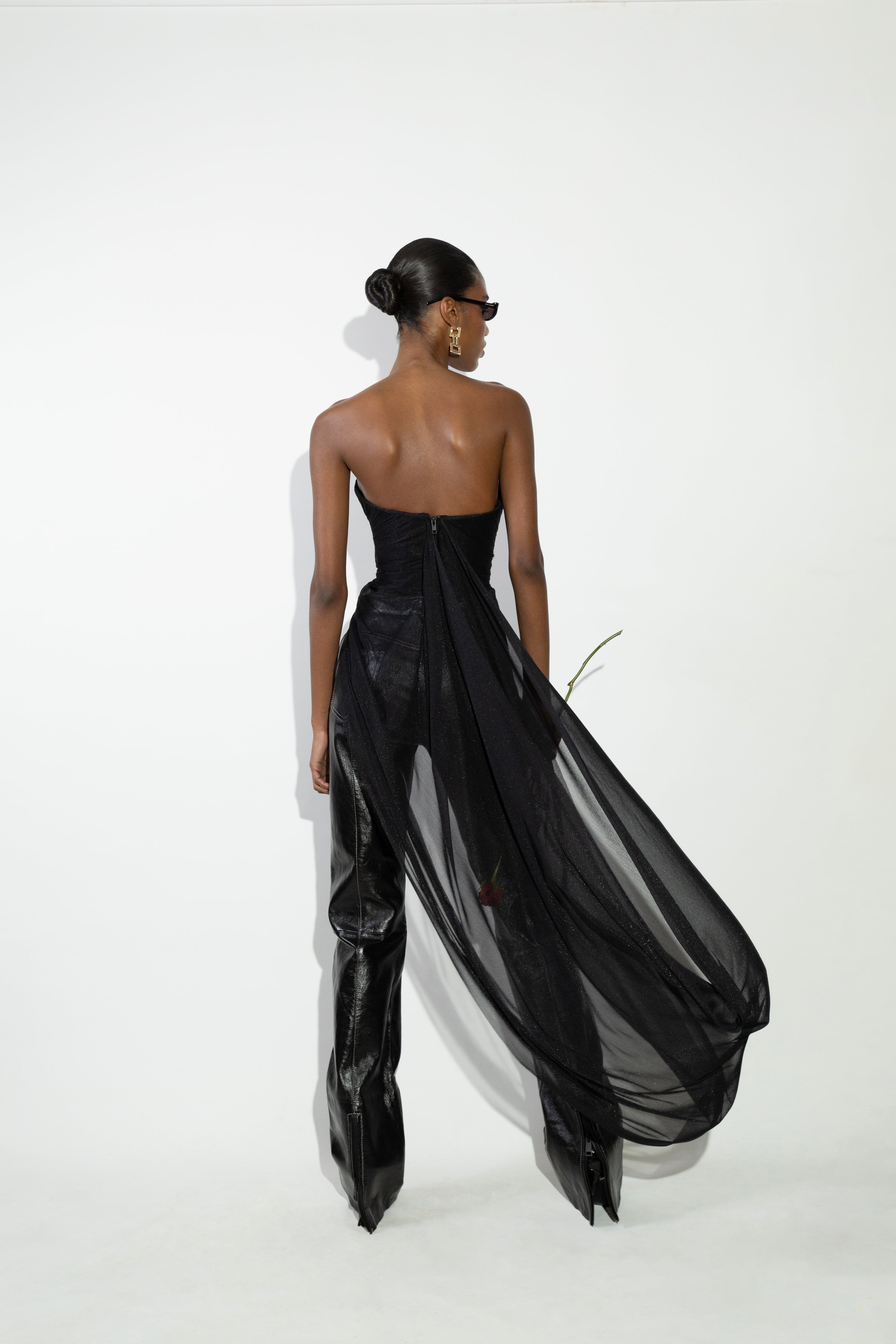 'Era Top' Bustier draped tulle top