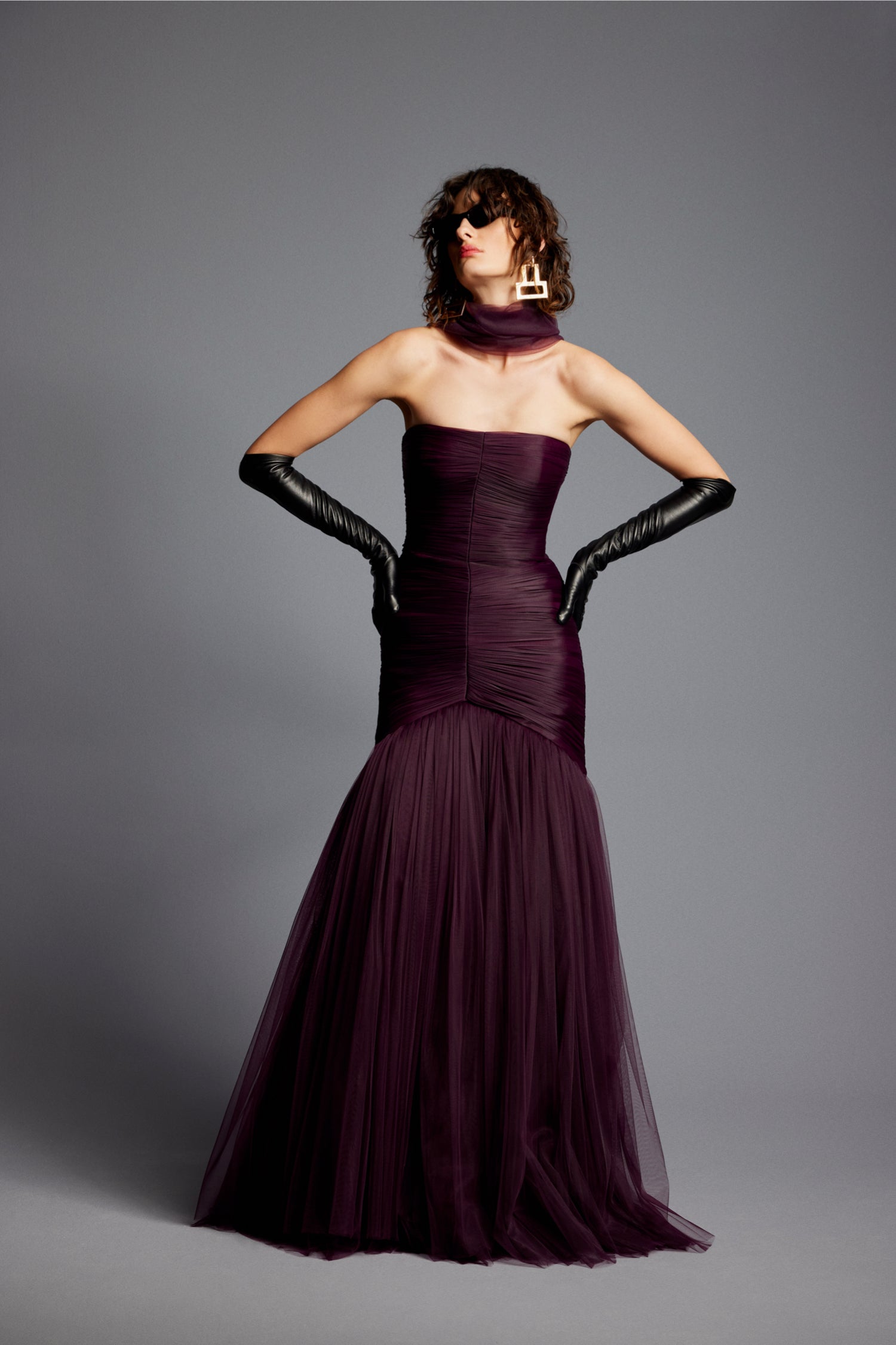 'Eva' Hand Draped Evening Gown in Tulle