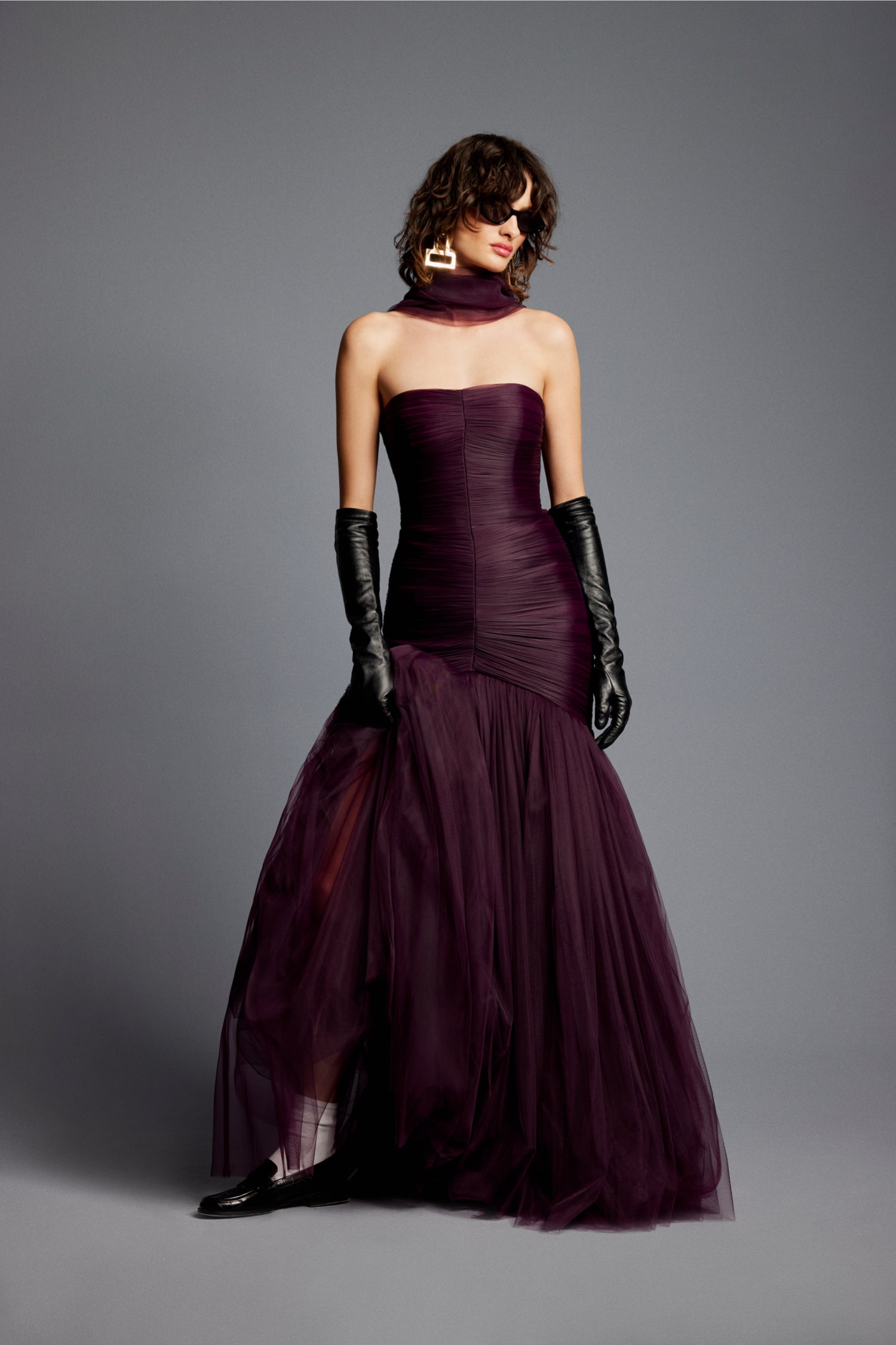 'Eva' Hand Draped Evening Gown in Tulle