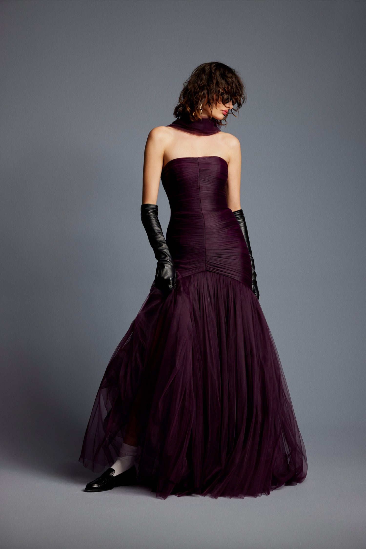 'Eva' Hand Draped Evening Gown in Tulle