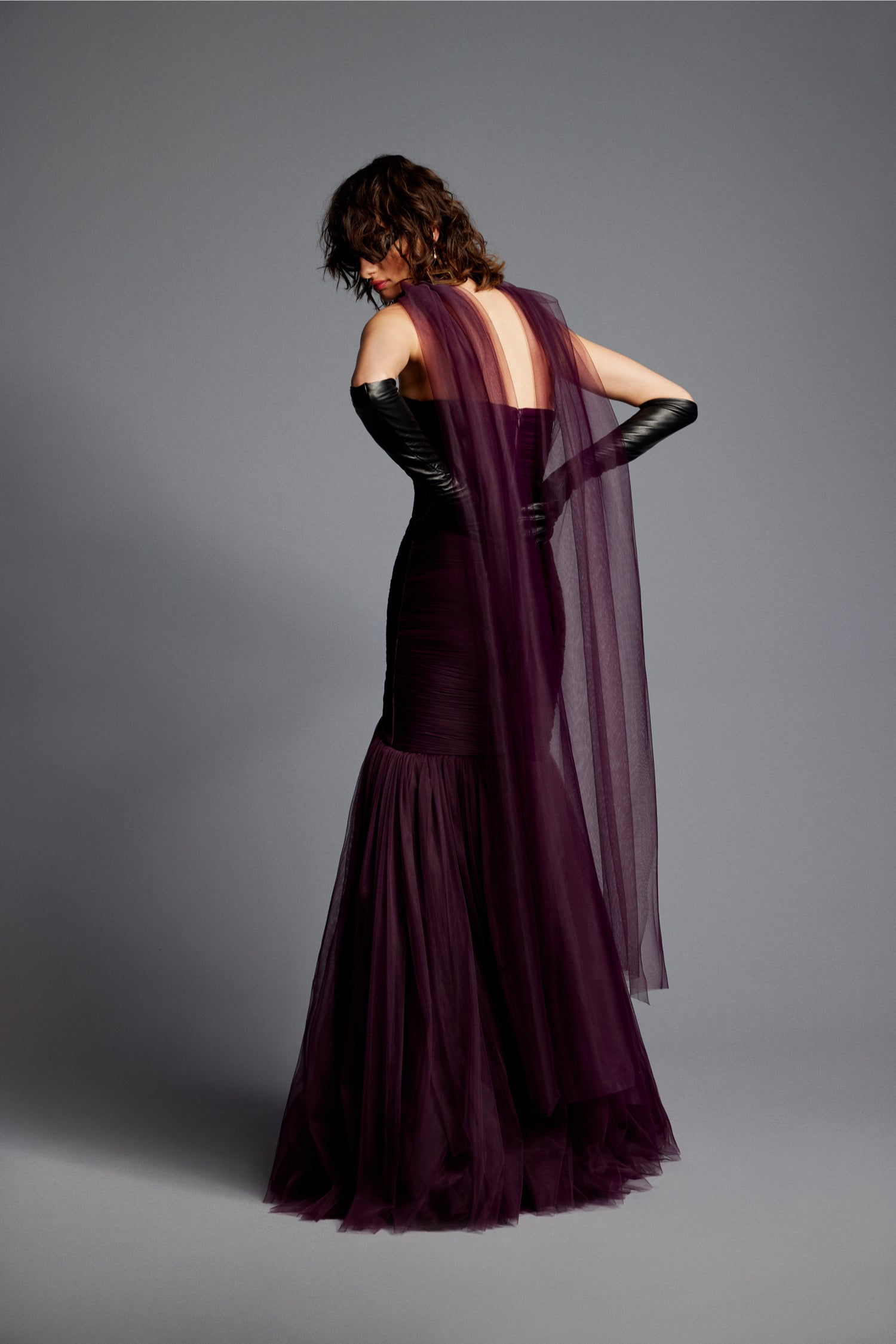 'Eva' Hand Draped Evening Gown in Tulle