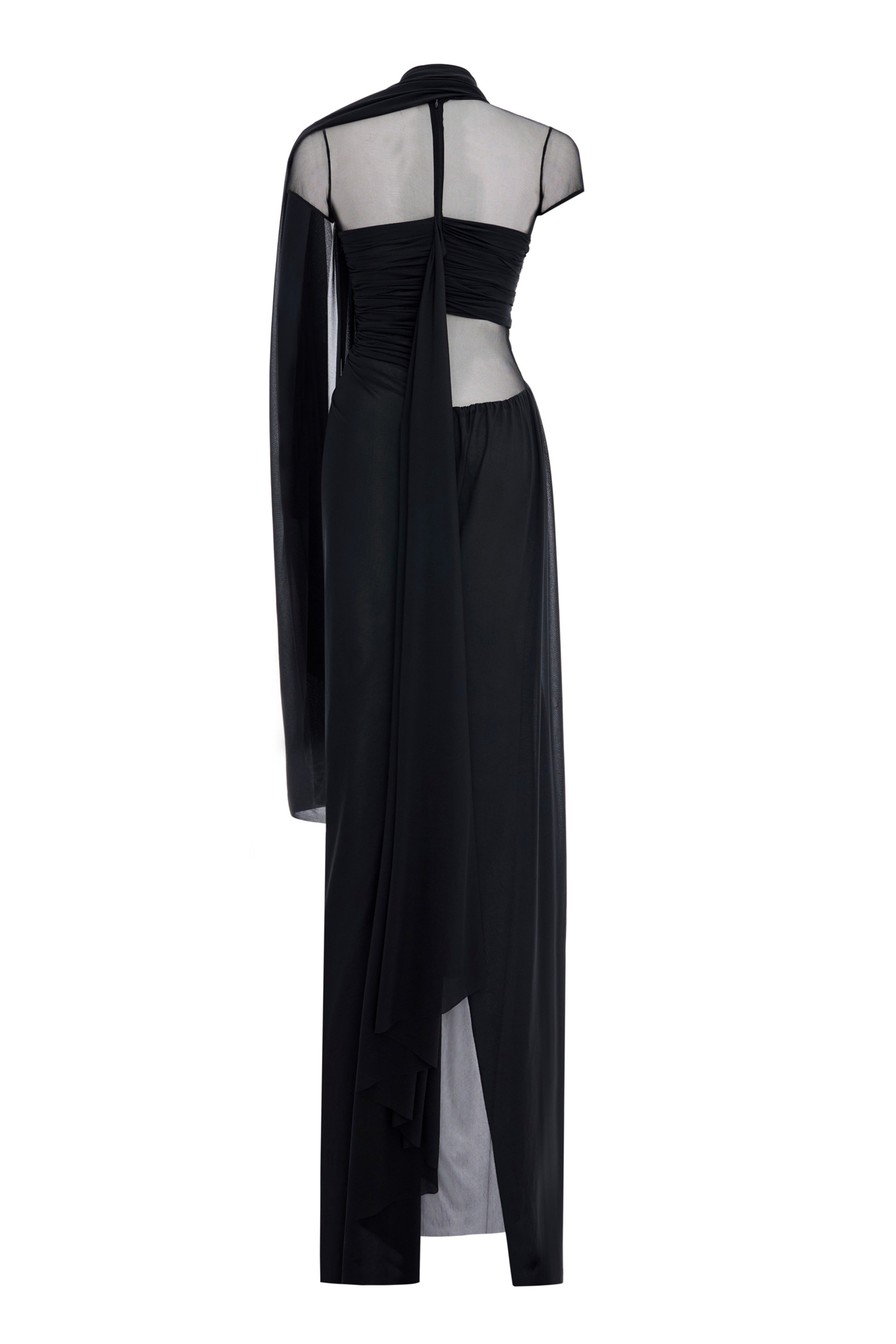 'Jill' Asymetric ruched jersey maxi dress