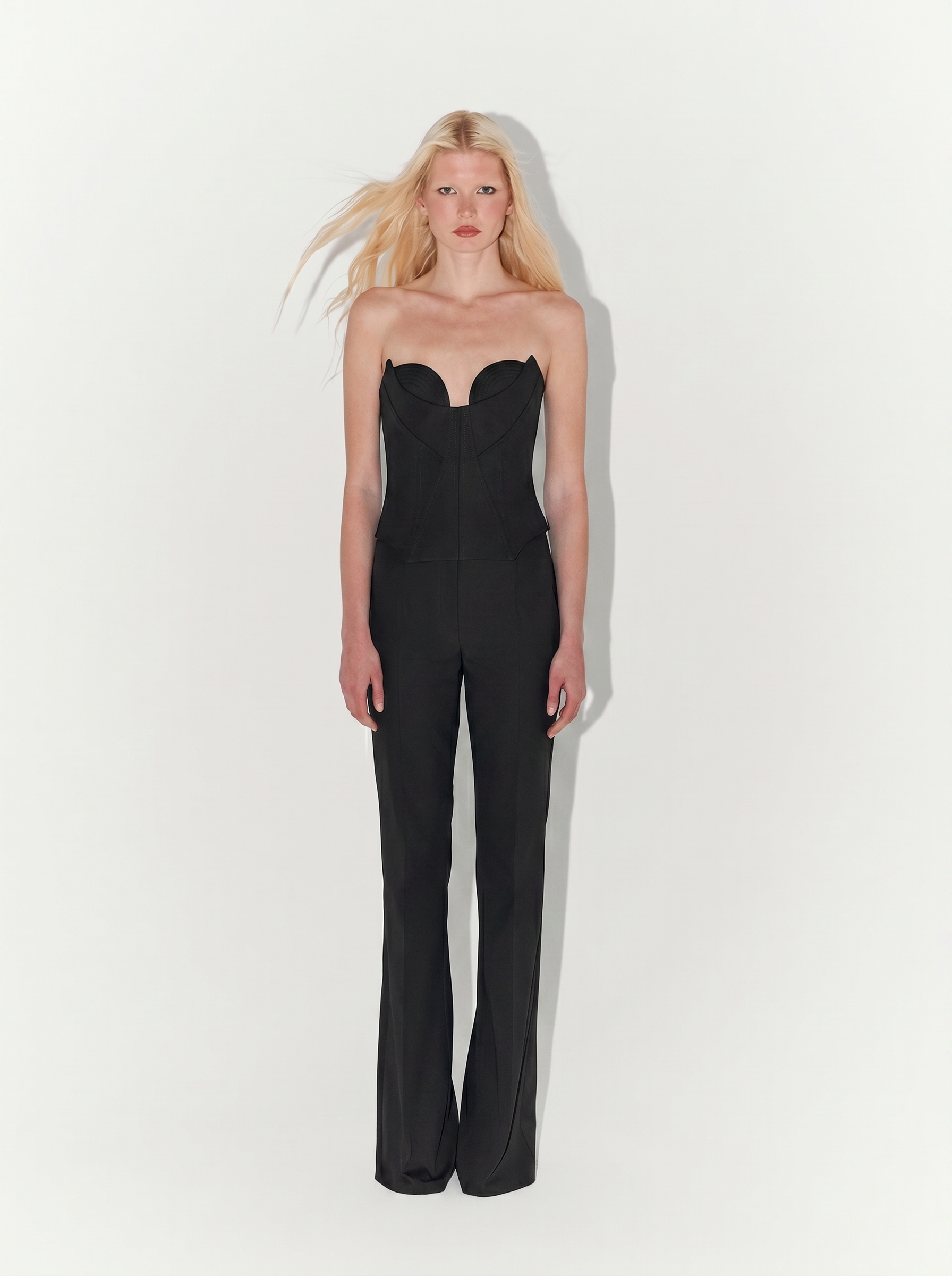 Gabardine Flare Trousers In Black