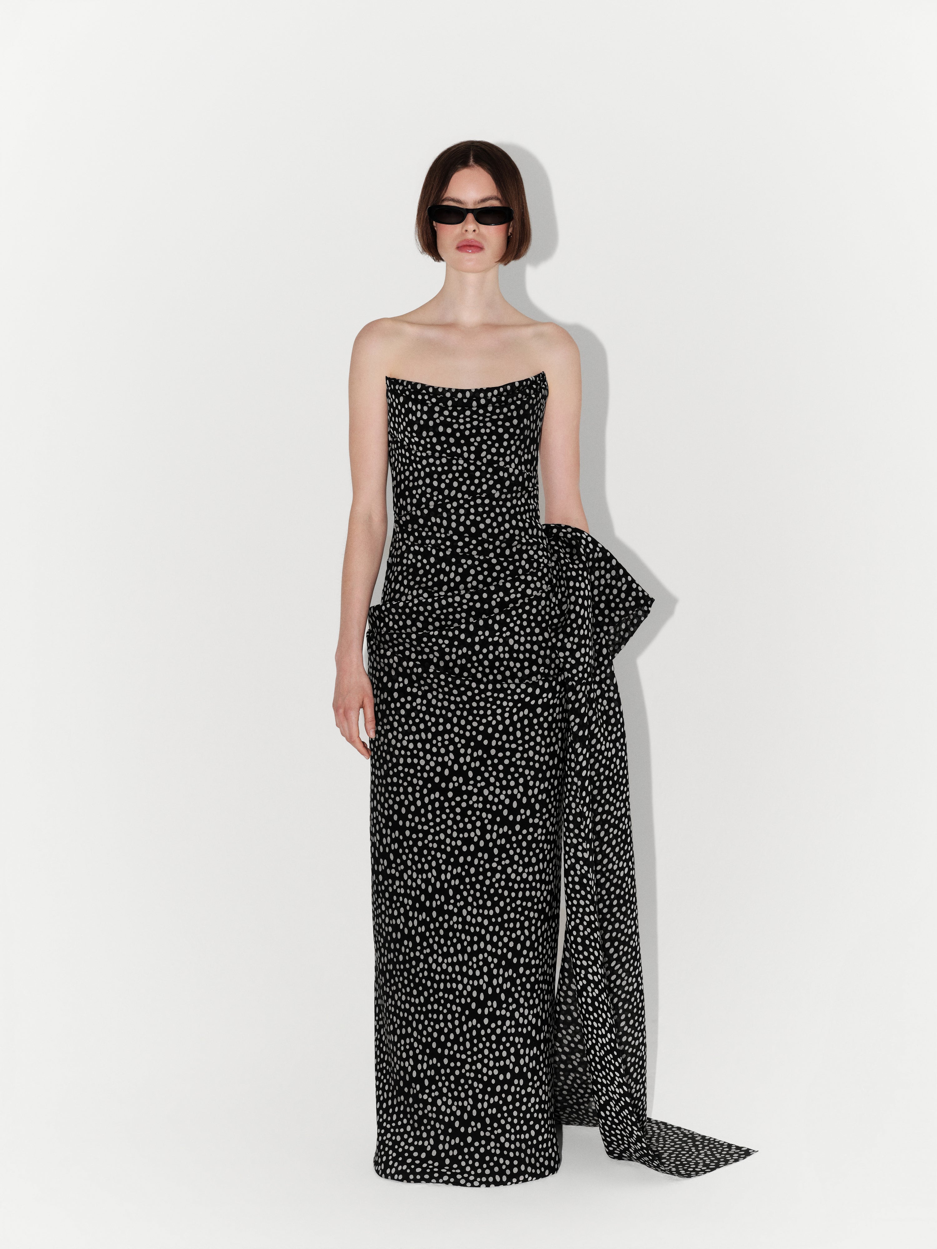Strapless Polka-Dot Gown