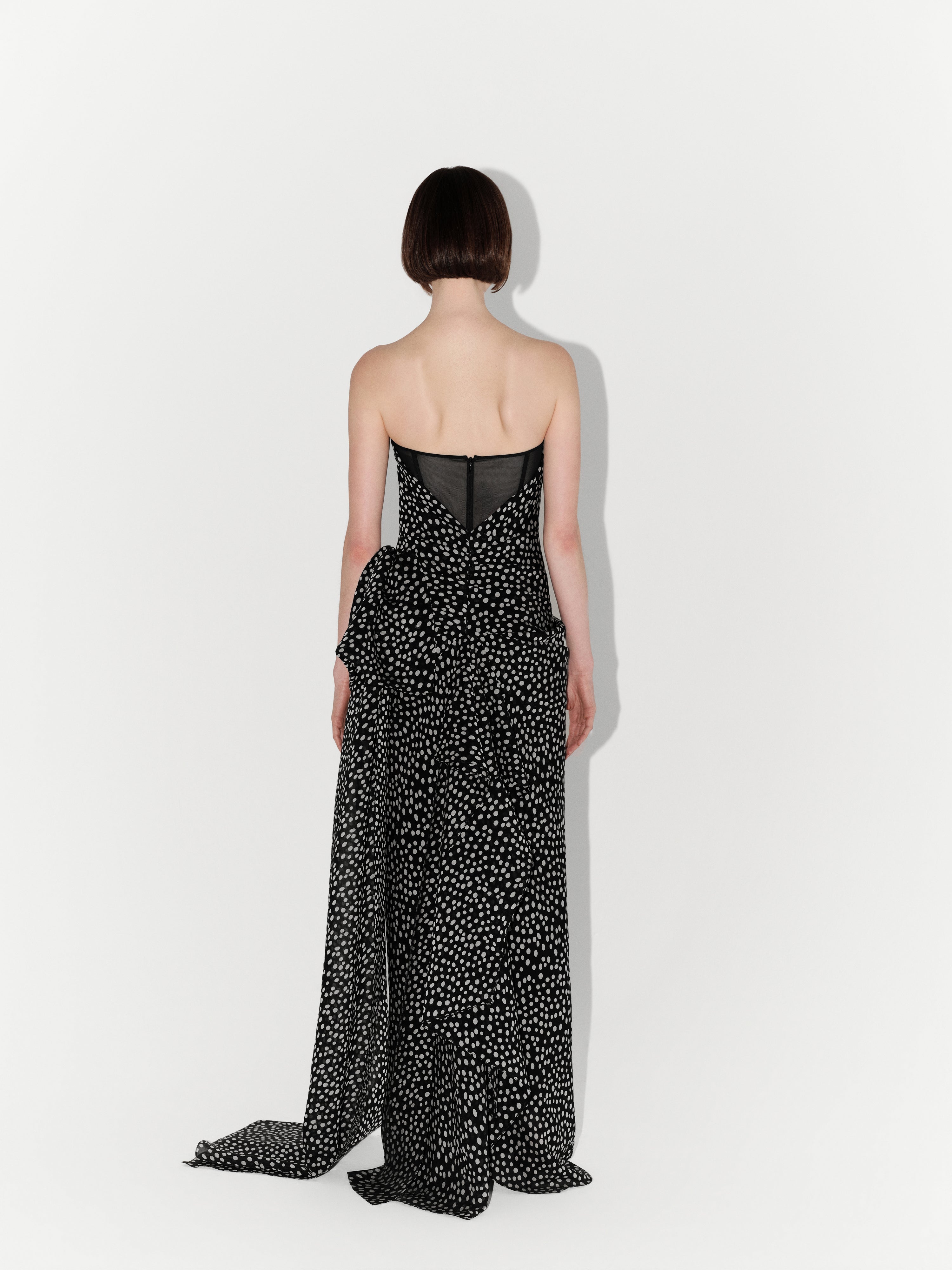 Strapless Polka-Dot Gown