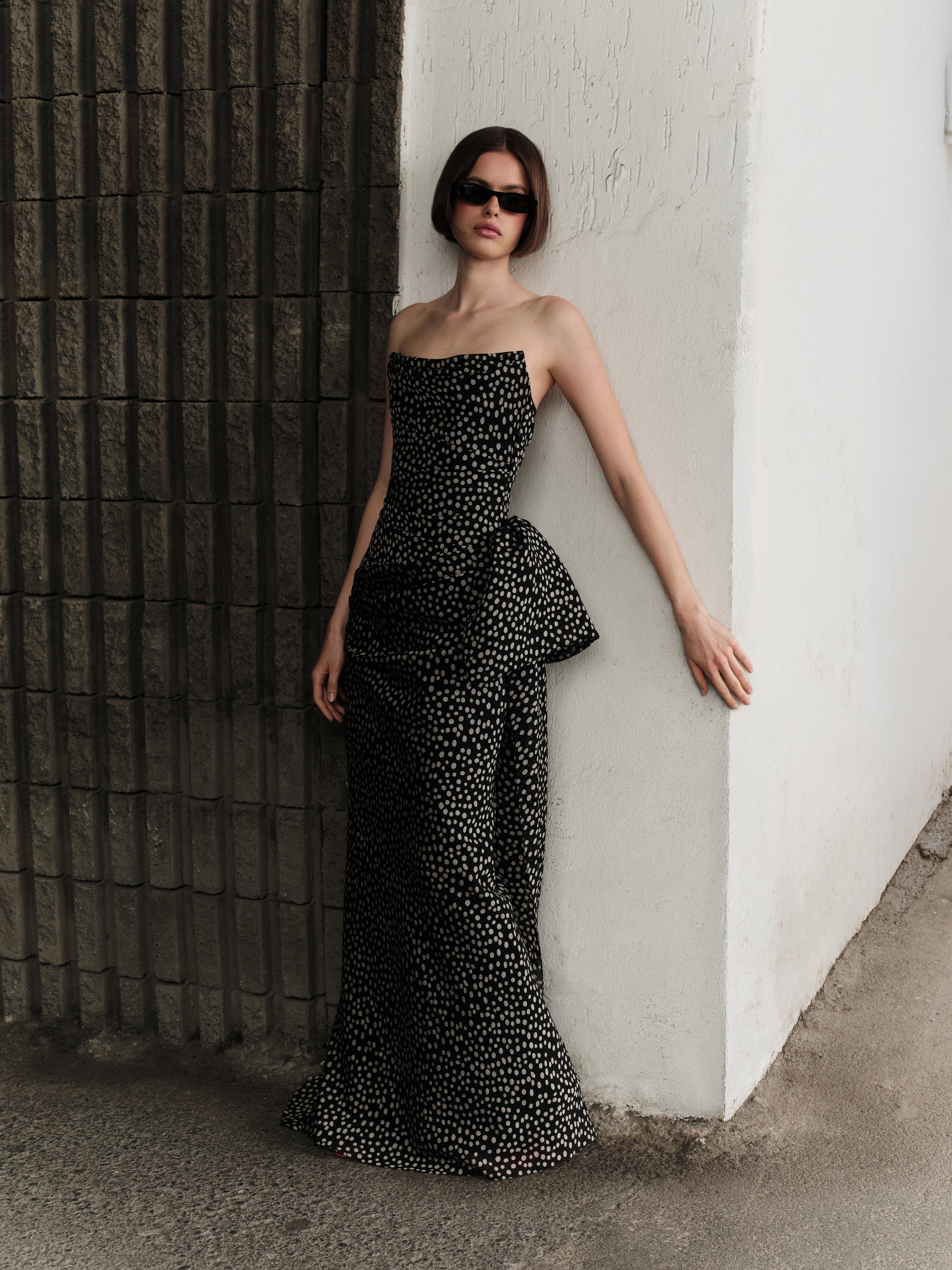 Strapless Polka-Dot Gown
