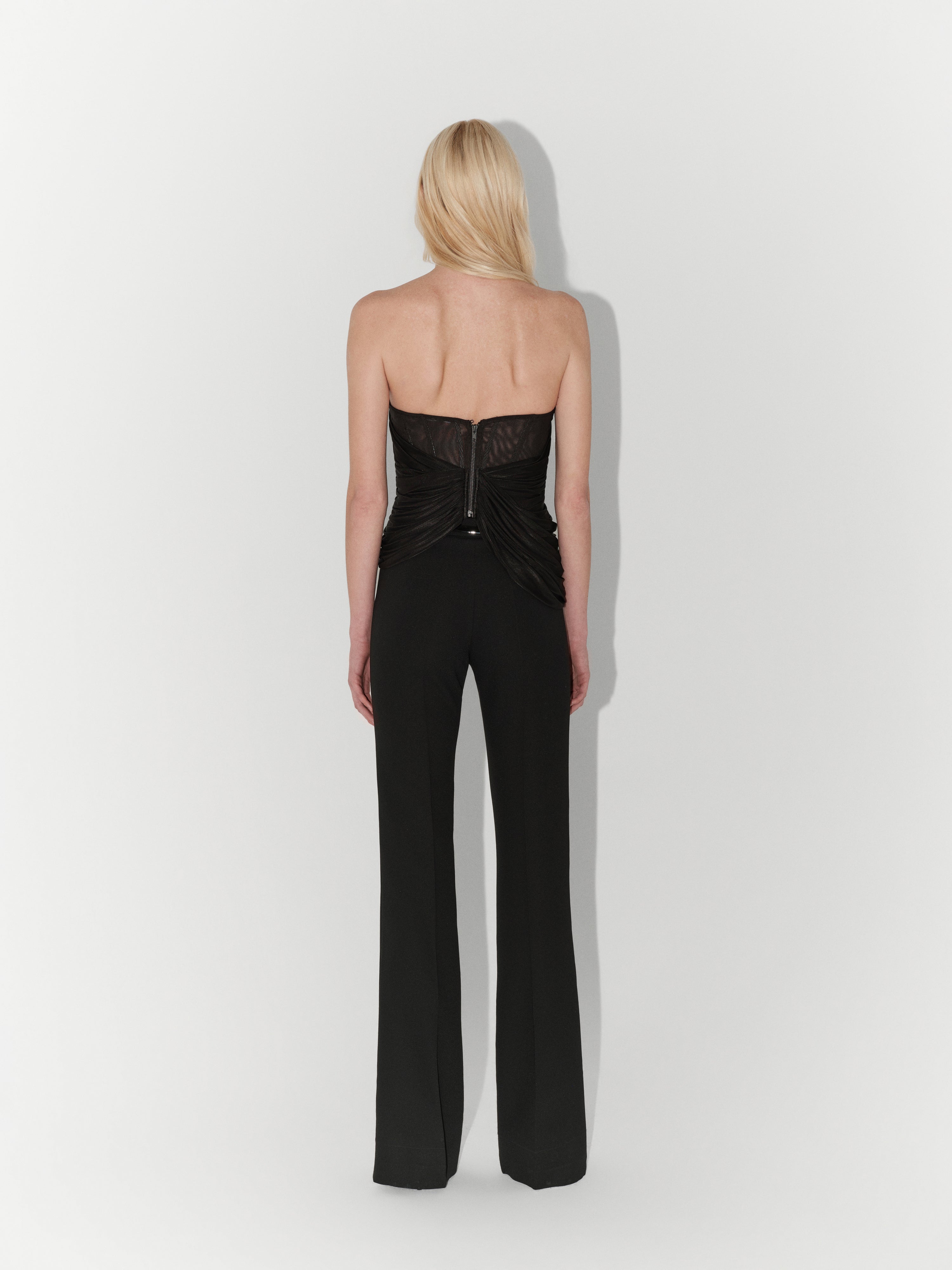 Draped Jersey Bustier In Black