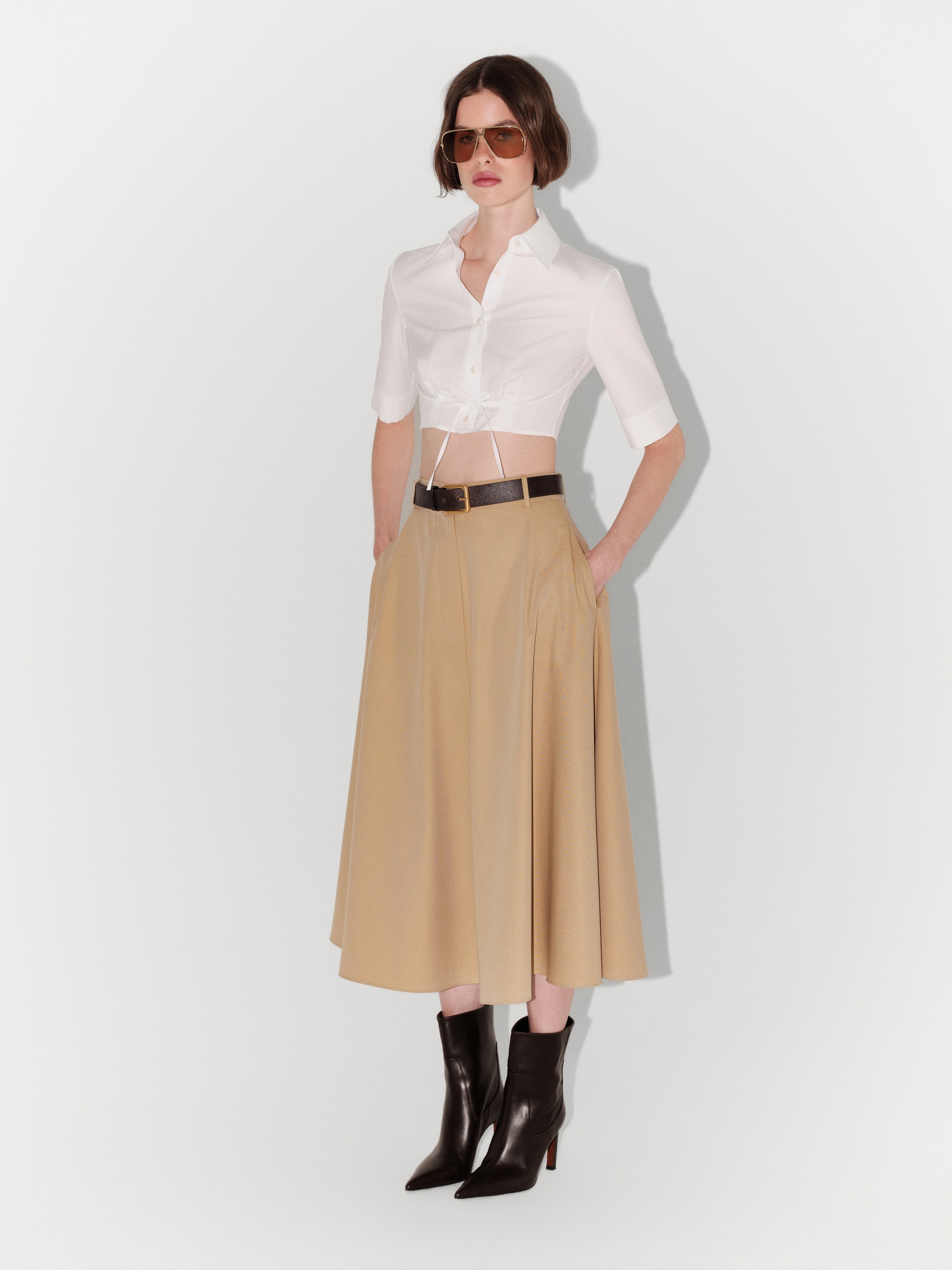 Cropped Poplin Shirt In White