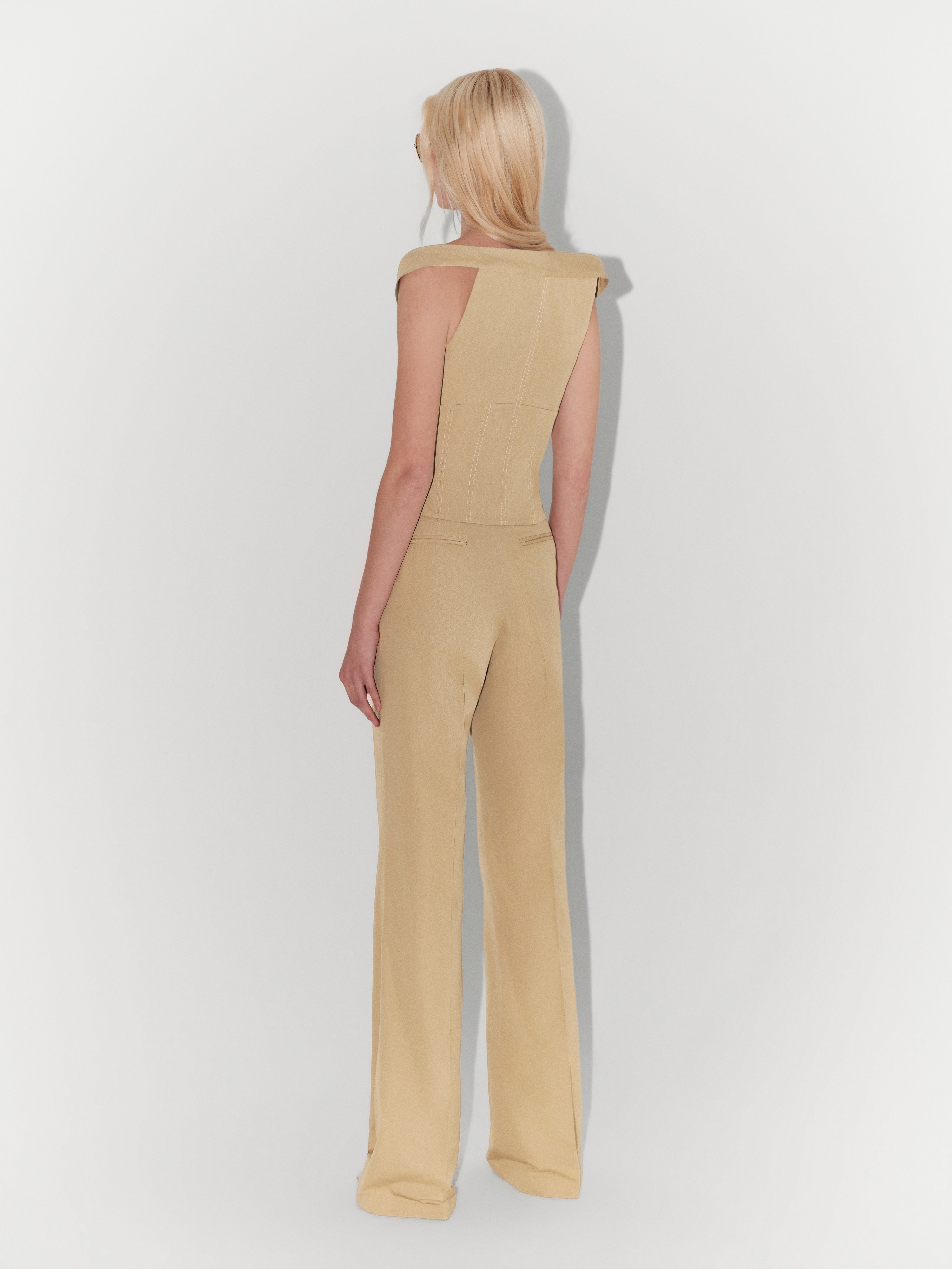 Relaxed-Fit Poplin Trousers In Beige