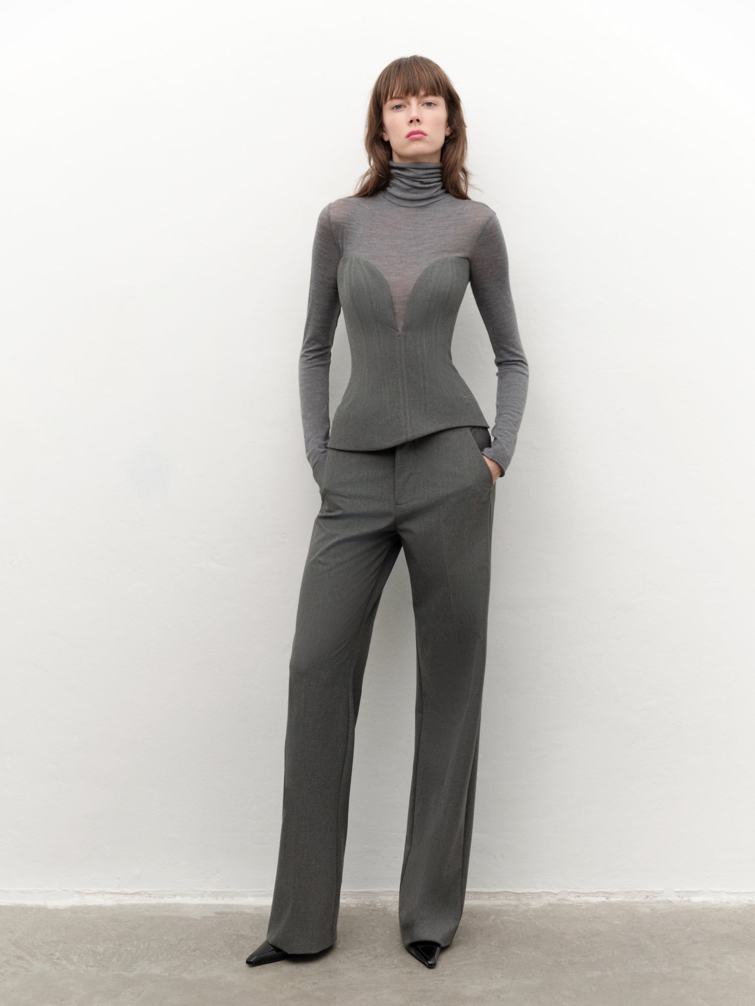 Straight-leg Trousers in Grey