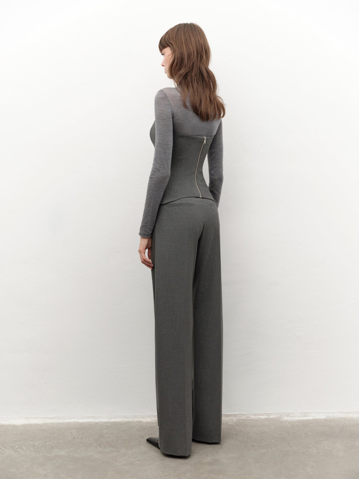 Straight-leg Trousers in Grey