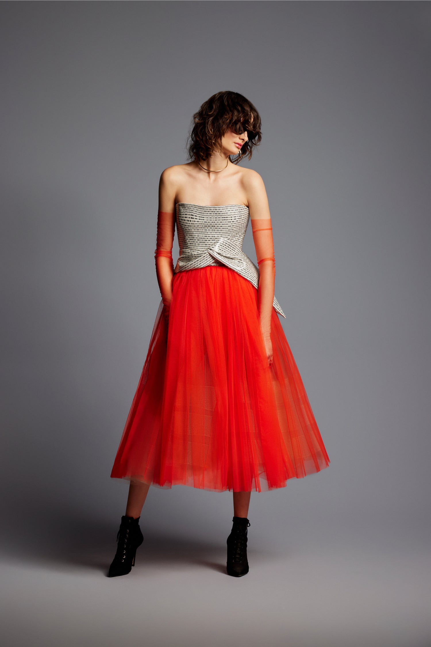 'Paris' Faux Leather Top Tulle Skirt Dress