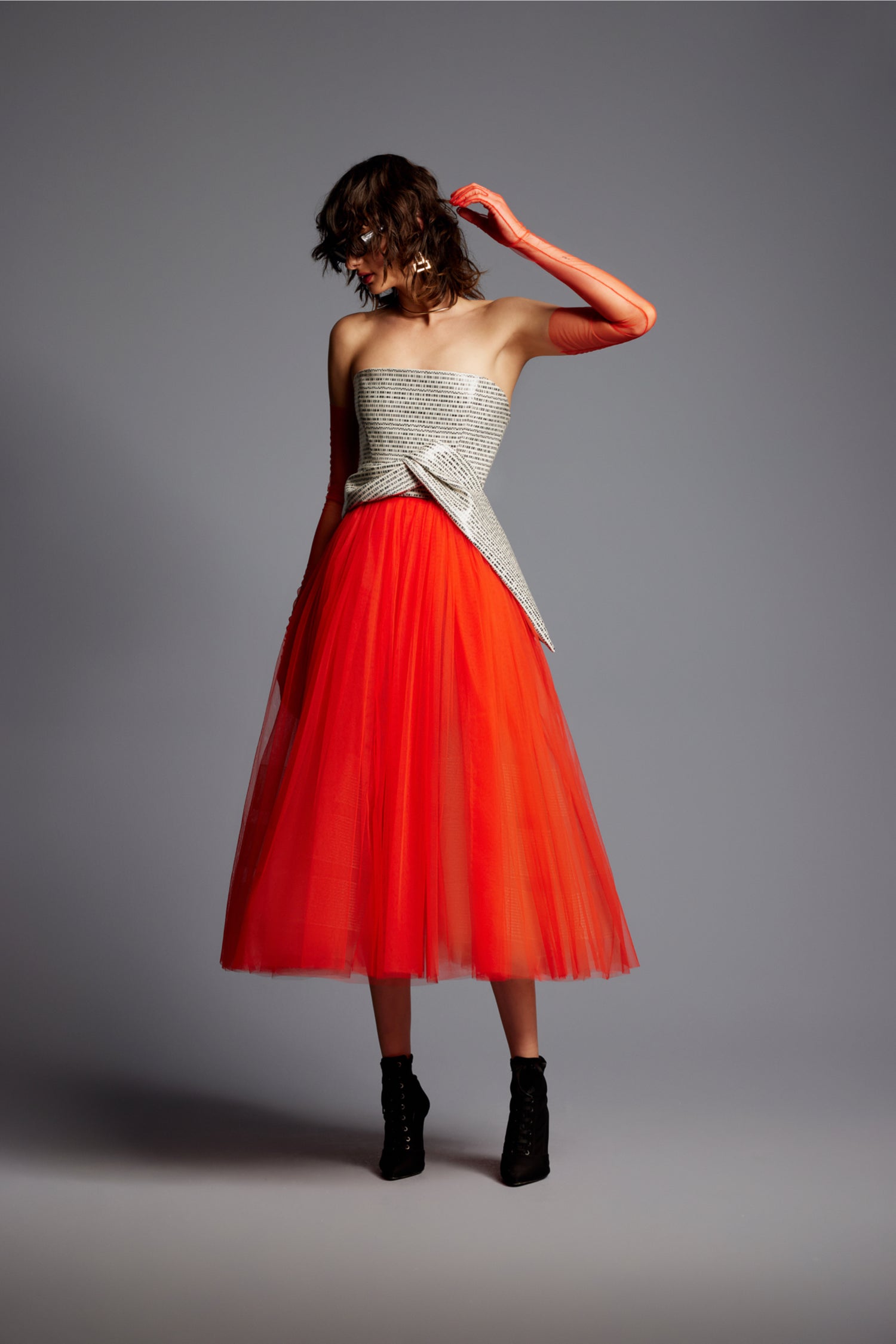 'Paris' Faux Leather Top Tulle Skirt Dress