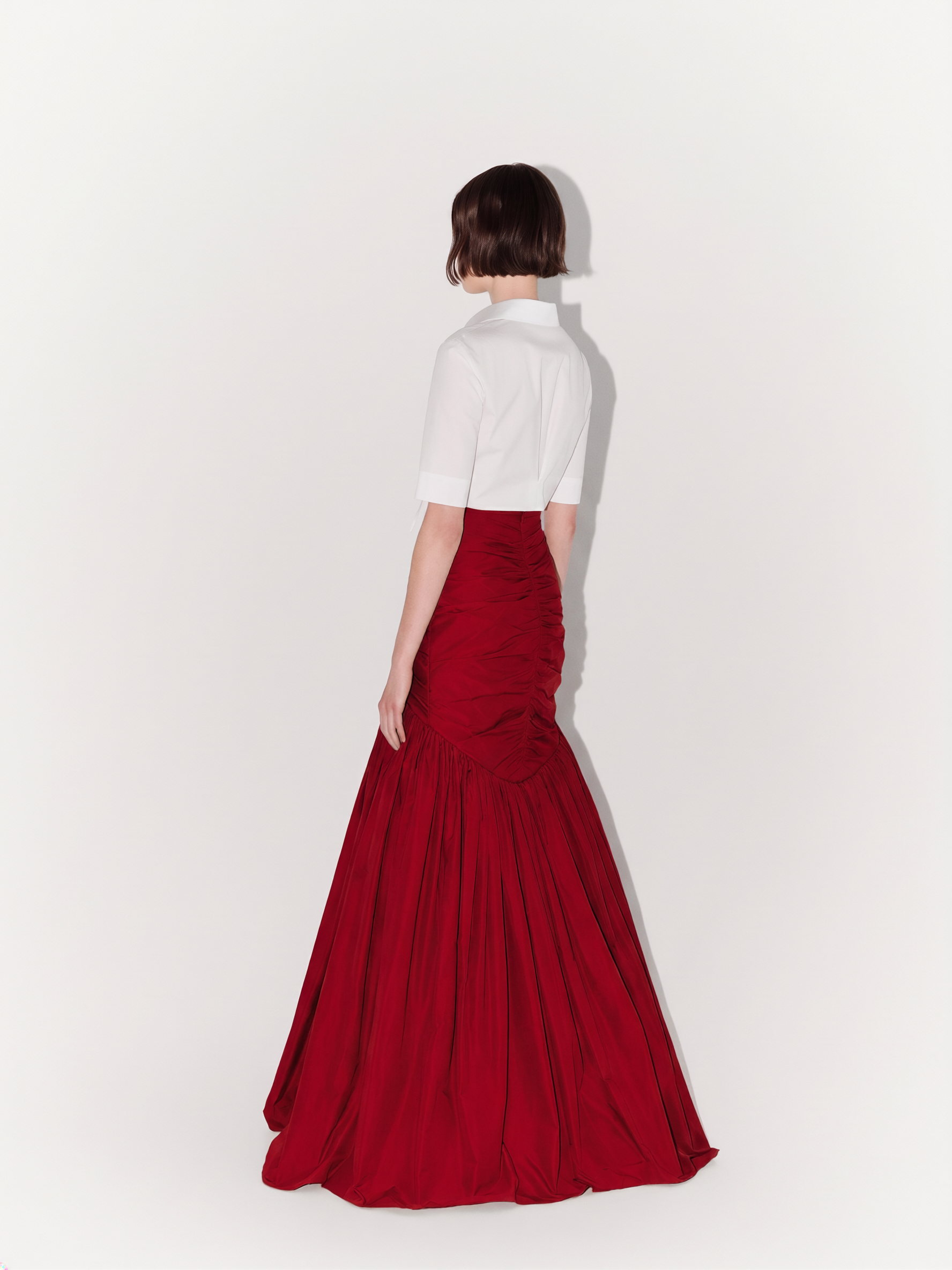 Taffeta Mermaid Skirt In Navy Red