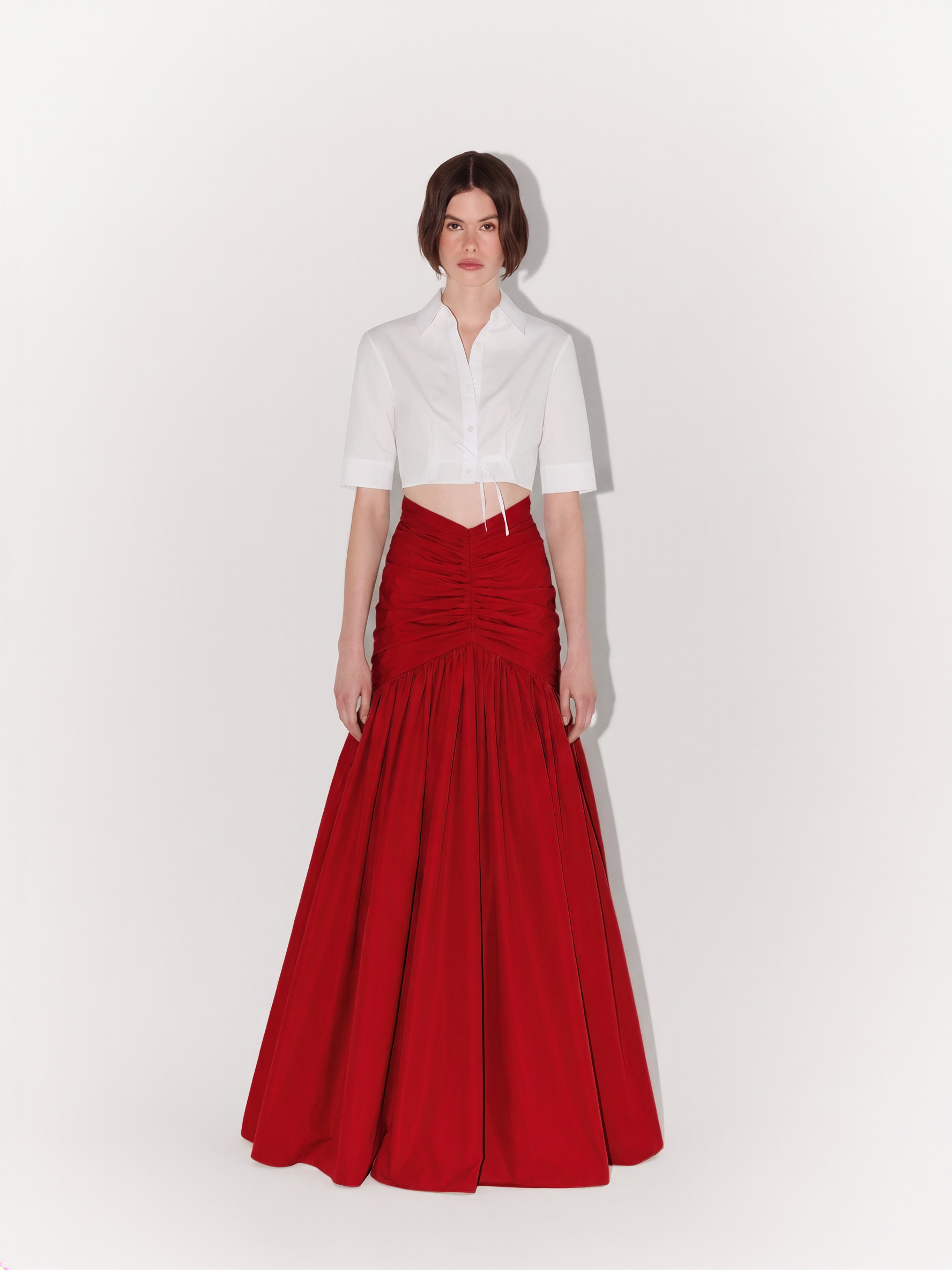 Taffeta Mermaid Skirt In Navy Red