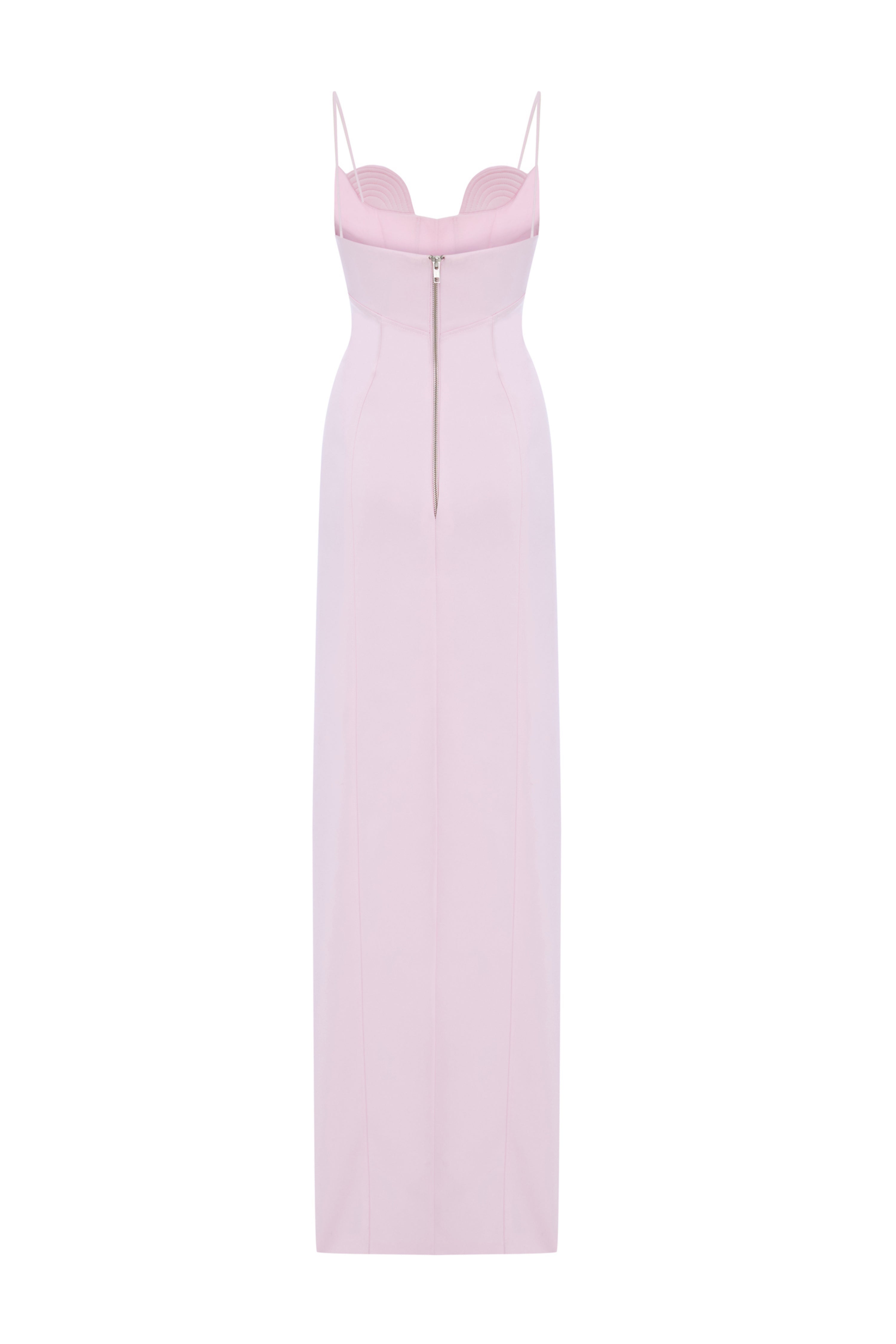 'Rita' Strapless babydoll satin maxi dress