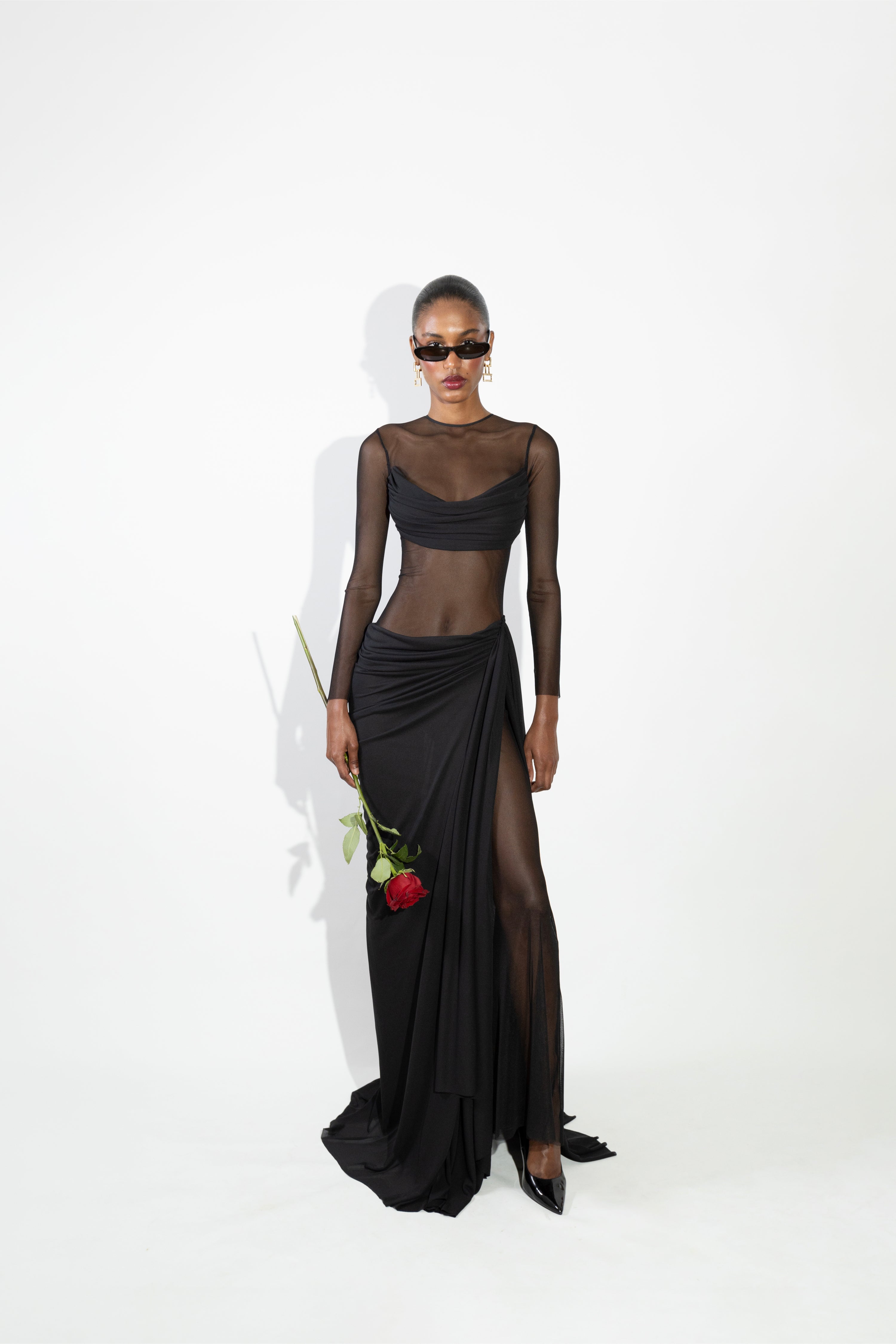 'Sia' Ruched jersey maxi dress