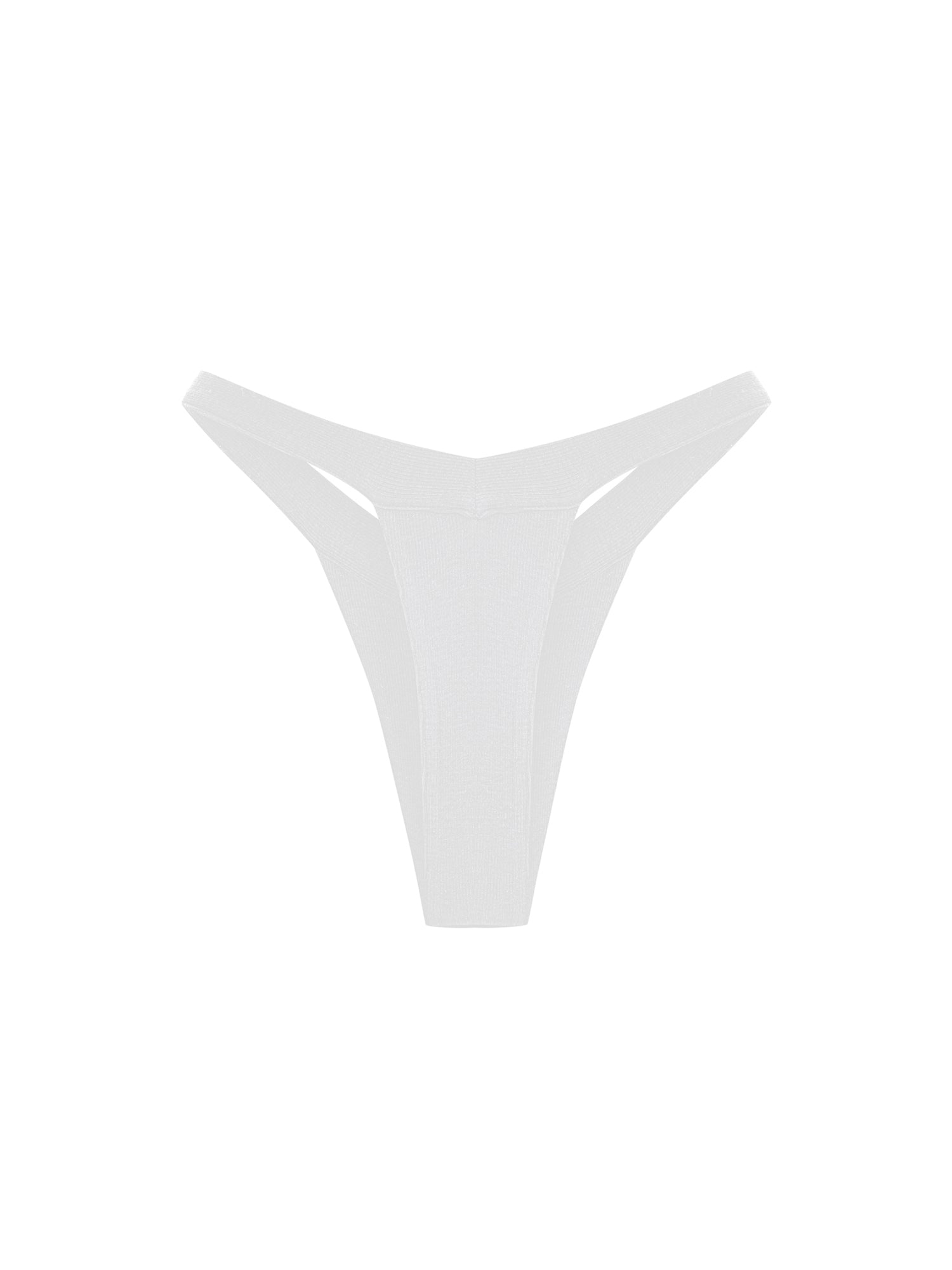 Ribbed Cotton Thong in White