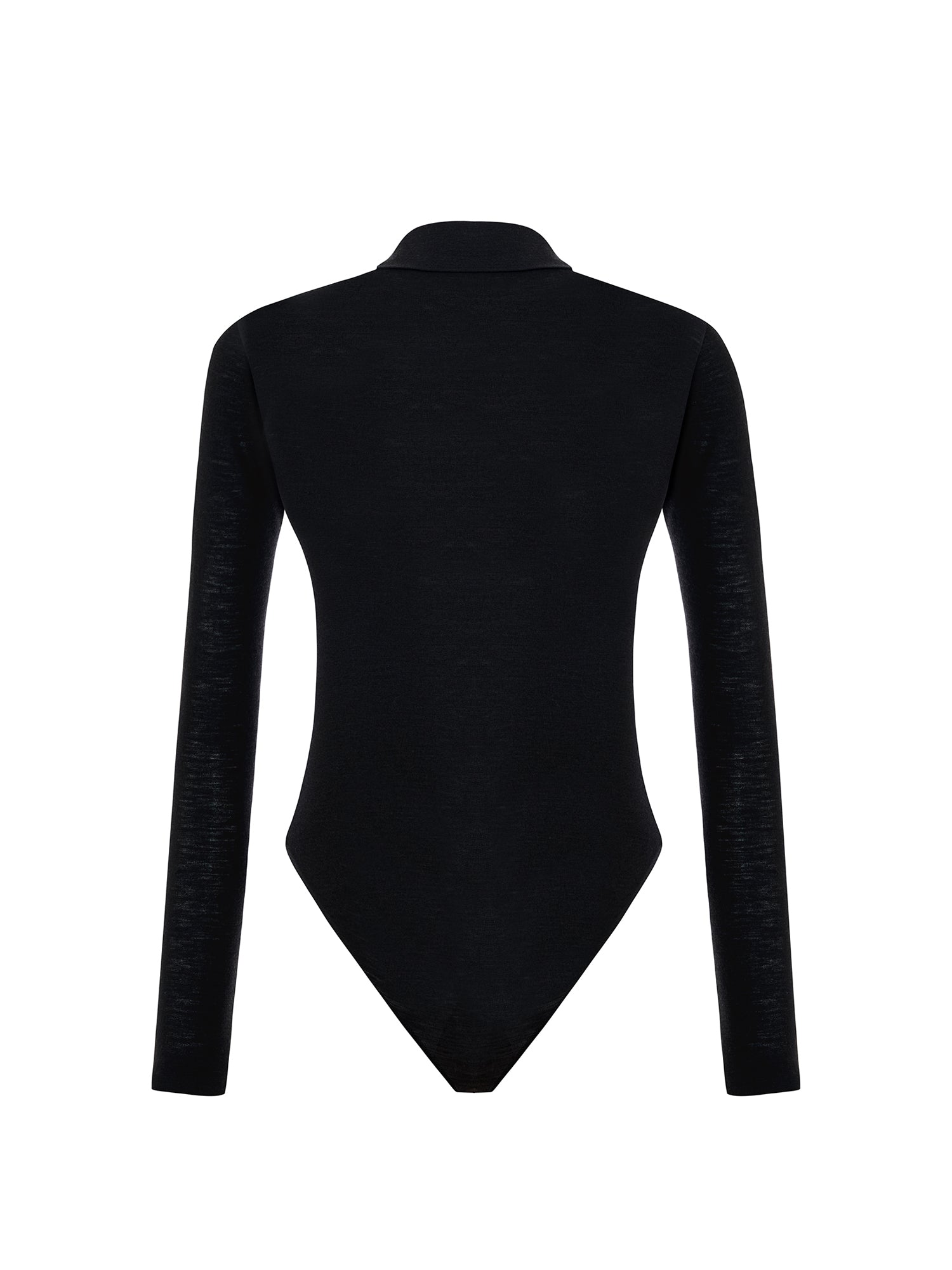 Wool-blend Polo-neck Bodysuit in Black