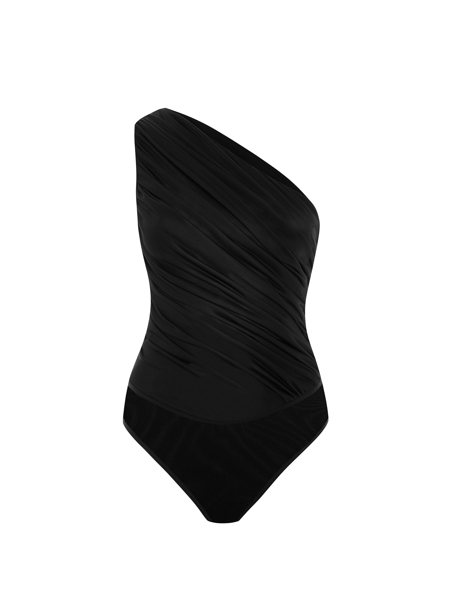 One Shoulder Draped Body in Black